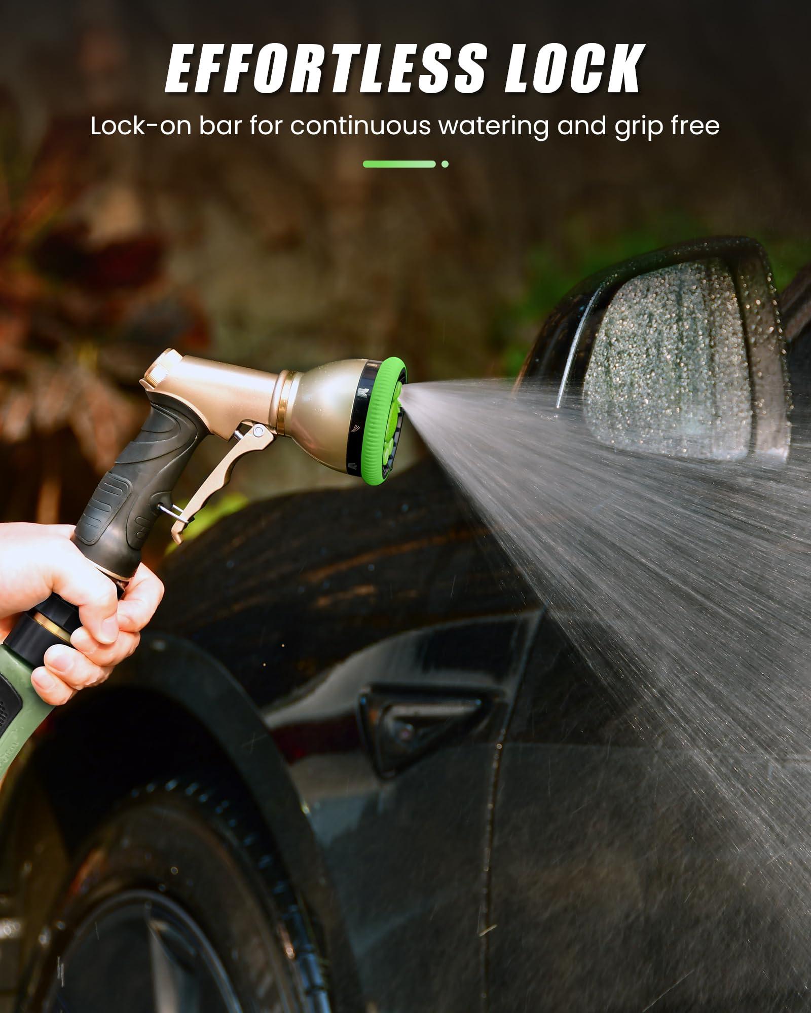 RAINPOINT Garden Hose Nozzle, Heavy Duty Metal Water Hose Sprayer Nozzle with 9 Adjustable Spray Patterns, High Pressure Hand Sprayer for Watering Plants, Lawns, Car and Pet Washing (1, Green) - Image 7