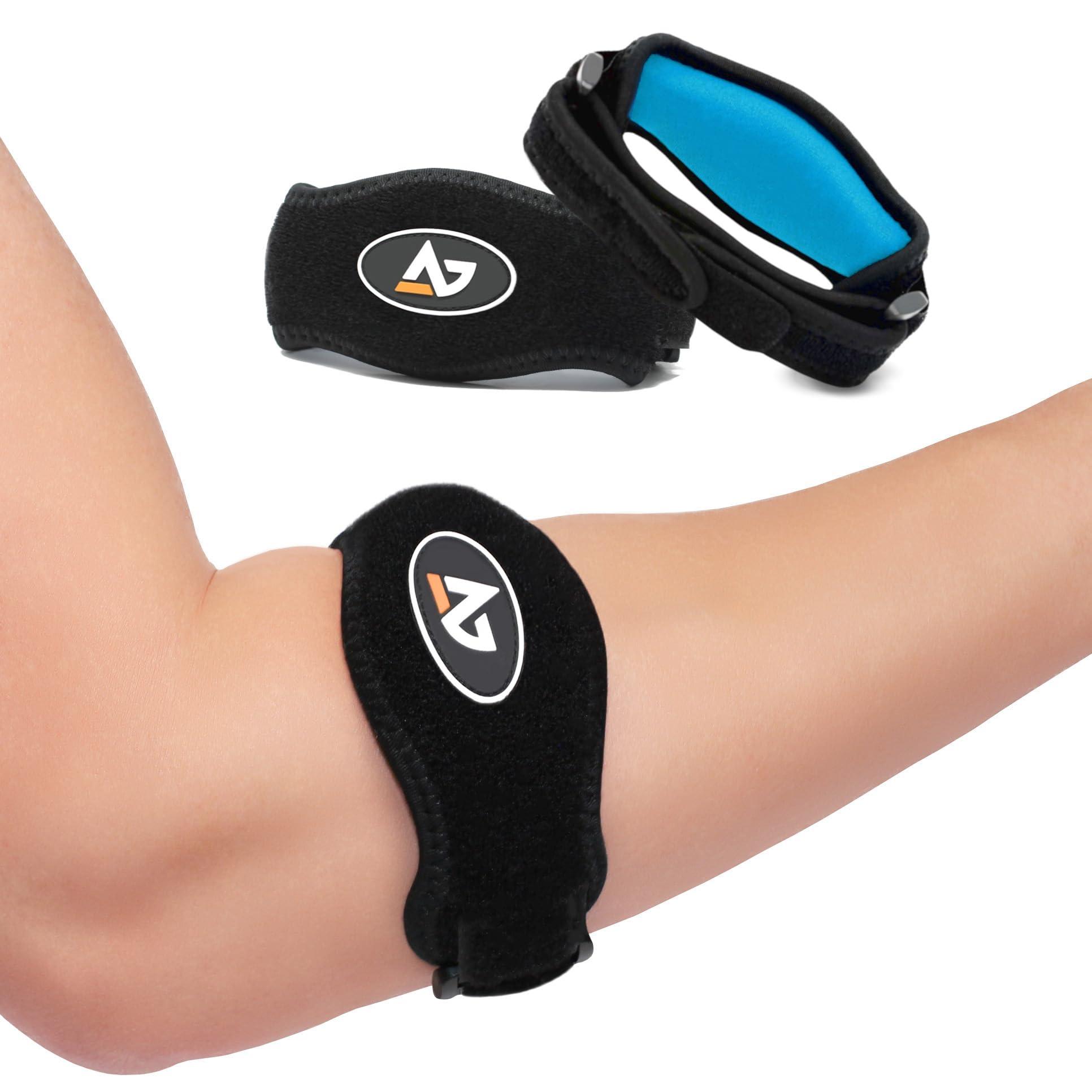 AetherGear Tennis Elbow Brace (2 pack) for Tendonitis, Forearm Brace Support Band with Compression Pad and Elbow Strap Wrap for Tennis and Golfer's Elbow and Bursitis for Women and Men