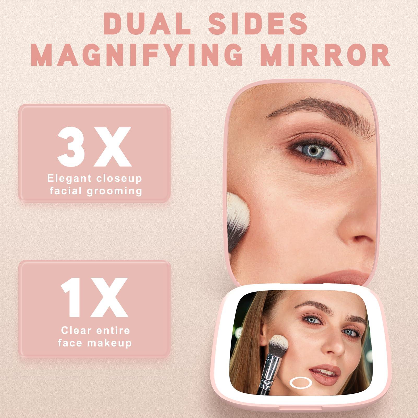 Personalized Gifts for Women Girls, Rechargeable Travel Mirror with 3 Color Lights and Auto-Off Feature, 1X/3X Mini Led Compact Makeup Mirror for Purse, Stocking Stuffers for Girls Women-Letter S - Image 3