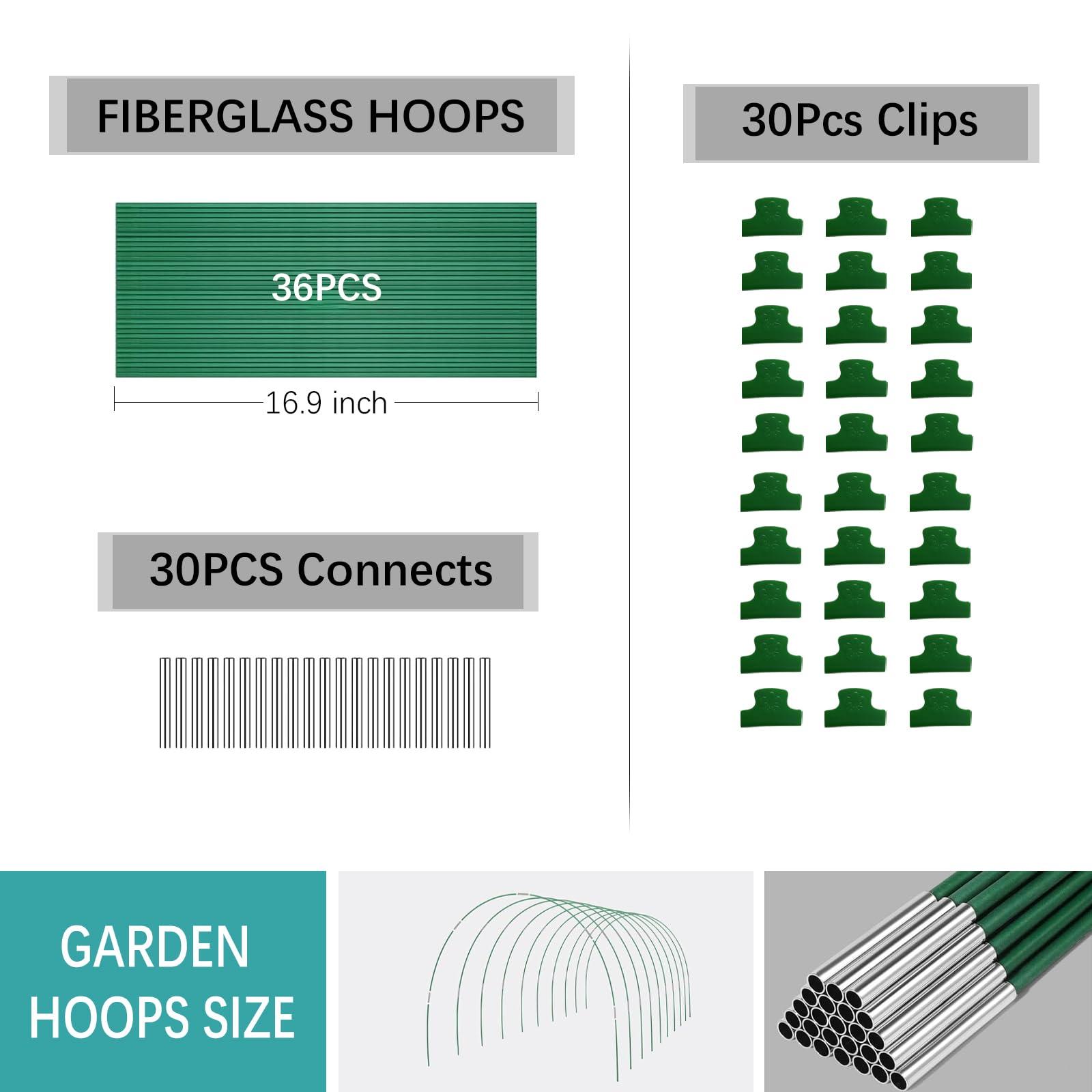 BOTINDO Garden Hoops for Raised Beds 36Pcs, 6 Sets of 8FT Long Greenhouse Hoops Grow Tunnel Rust-Free Fiberglass Support Hoops Frame for Garden Netting Fabric Shade Cloth Row Cover (36 PCS) - Image 2