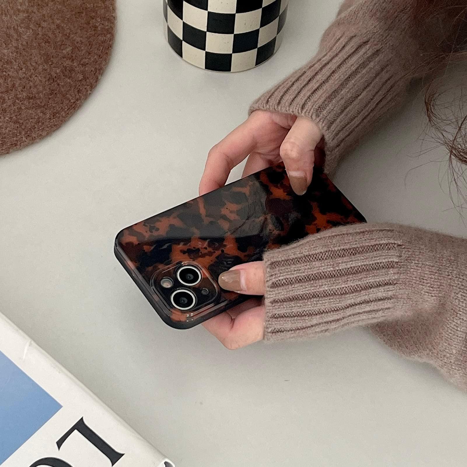 Tortoise Shell Retro Phone Case Compatible with iPhone 14 2022 Chic Amber Brown Leopard Stylish Classic Soft Slim Protective Cover for iPhone14 6.1inch - Image 4