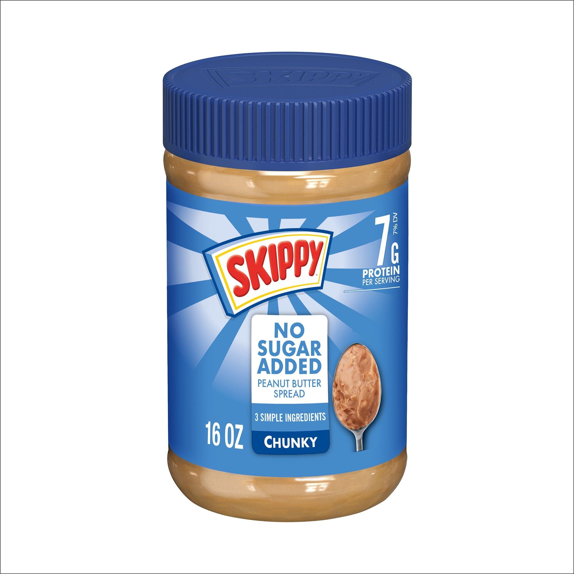SKIPPY No Sugar Added Chunky Peanut Butter Spread, 16 oz Jars (Pack of 12) – 3 Ingredients, 7g Protein per Serving, Gluten-Free - Image 3