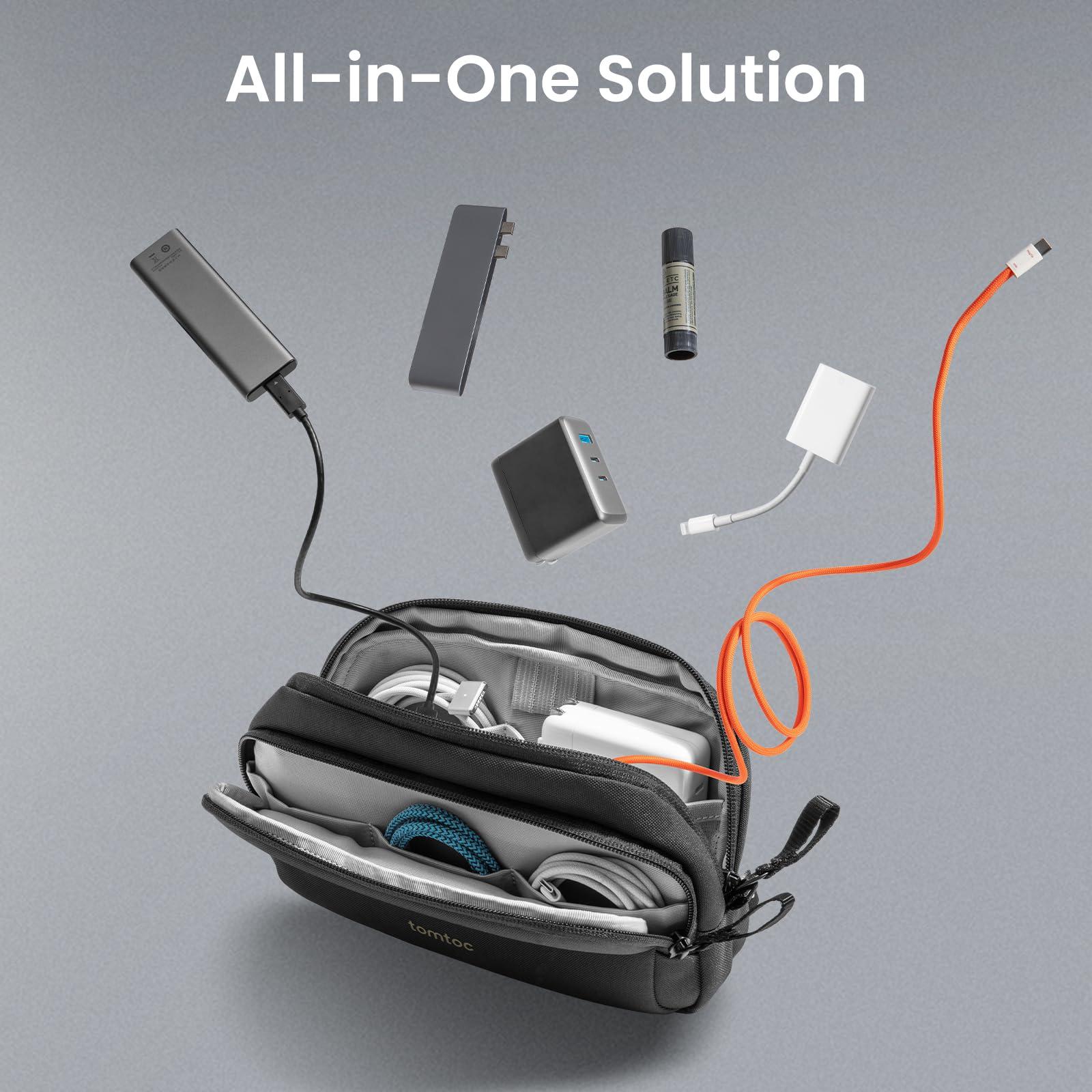 tomtoc Electronic Organizer Travel Case, Water Resistant Dual Compartment Tech Pouch Cable Organization Storage Bag for Charger, Cord, Phone, Hard Drive, Power Bank, Accessories Travel Essentials - Image 8