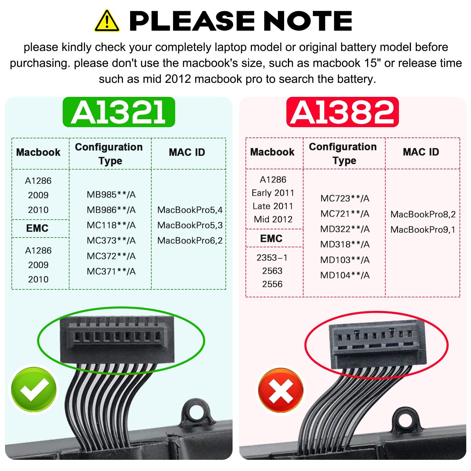 Fancy Buying A1321 A1286 (Mid 2009 Mid 2010) Laptop Battery for MacBook Pro 15 Inch Battery A1321 A1286 MC371LL/A MC372LL/A MB985 MB986 MC118 - Image 3