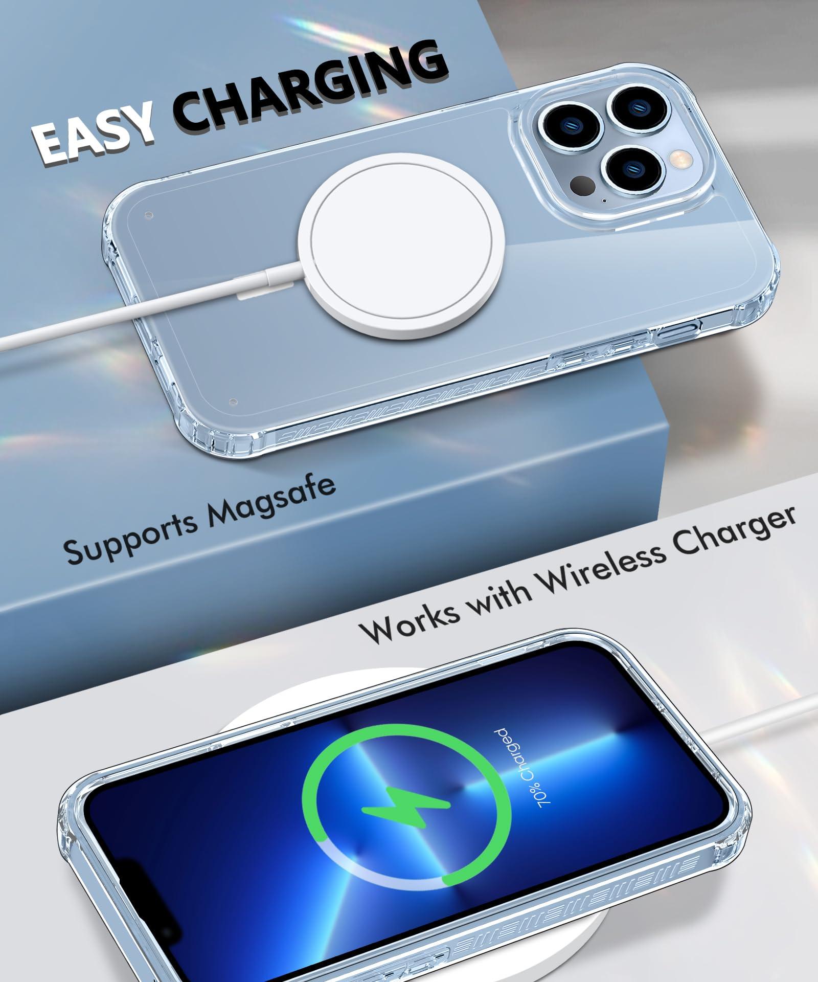 BANLEA Magnetic for iPhone 13 Pro Max Case Full Body, Built-in Screen Protector, with Camera Lens Protector, [Anti-Yellowing] Protective Shockproof Phone Case, Bumper Rugged Cover 6.7 Inch (Clear) - Image 5