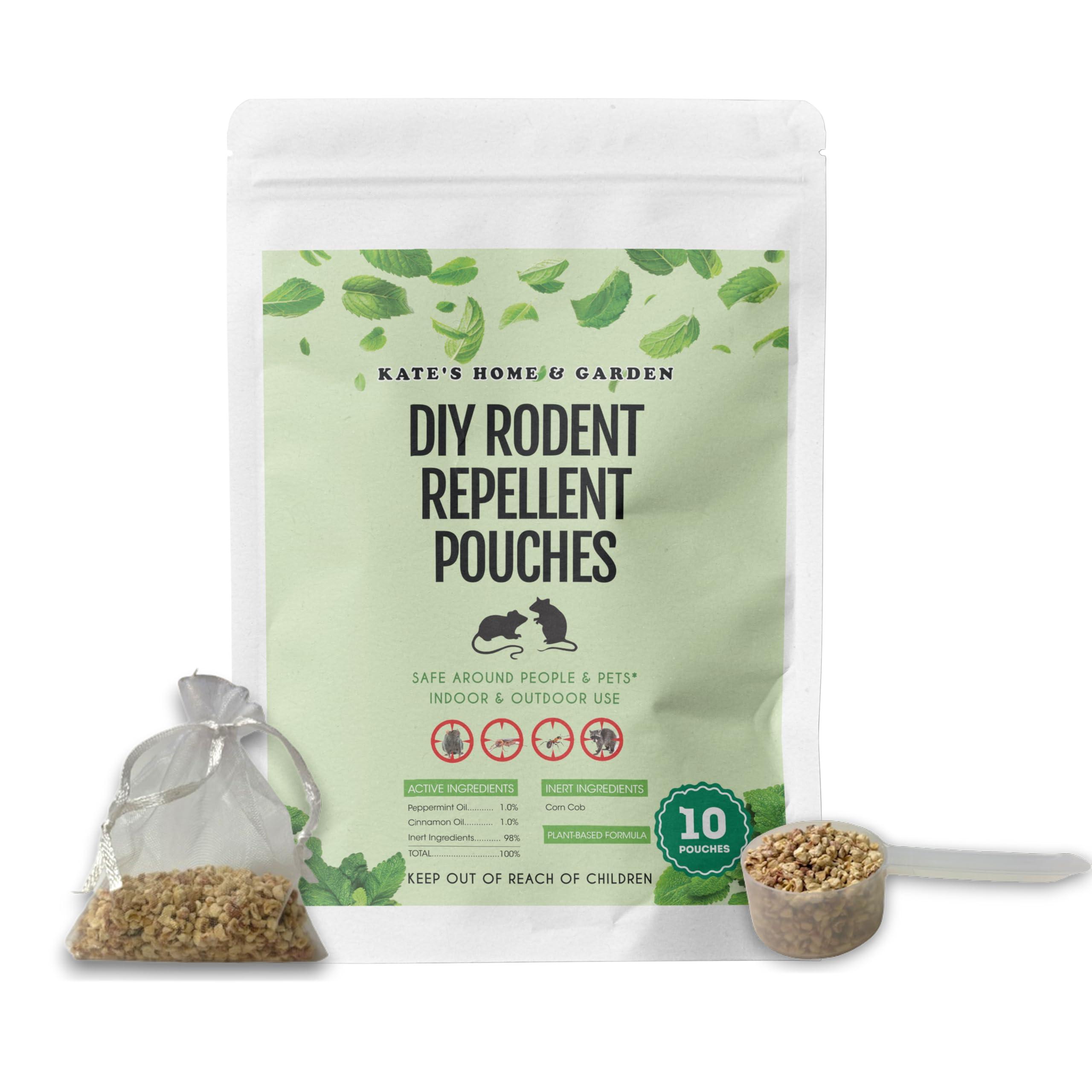 Kate's Home & Garden DIY Peppermint Oil Rodent Repellent Pouches (10 Pouches). Mouse Repellent Indoor with Peppermint Oil & Cinnamon Oil to Repel Mice, Vamoose & Rats. Non-Toxic, Natural, Made in USA
