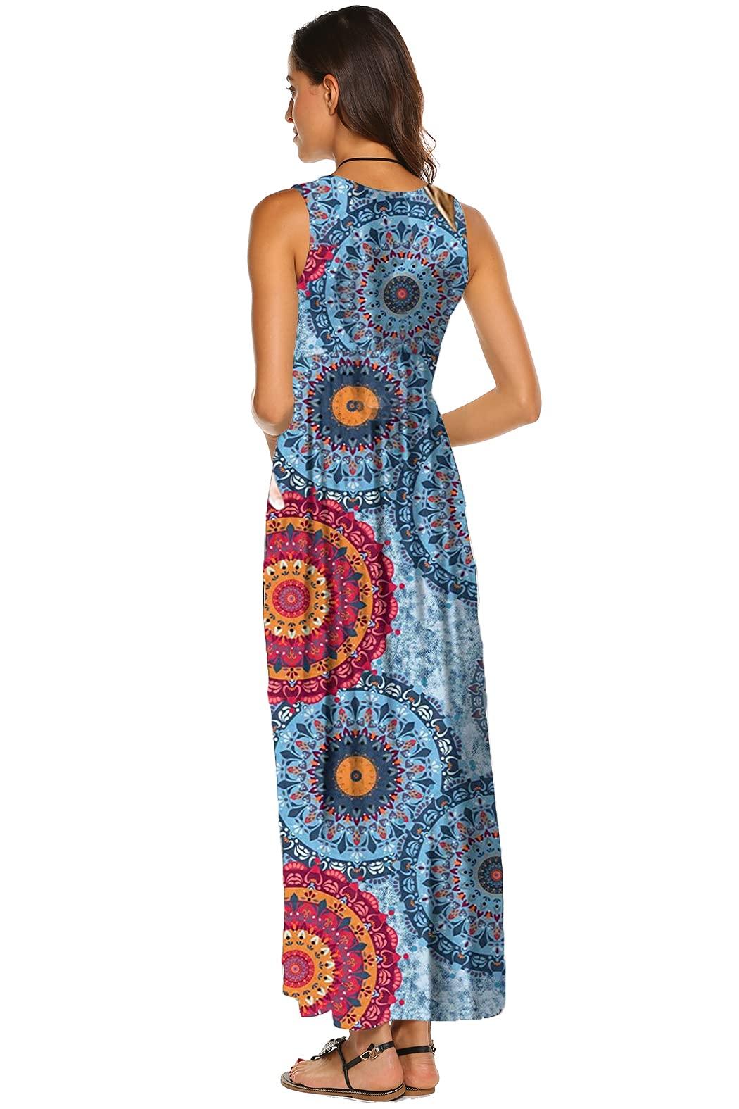 Hount Women's Summer Sleeveless Striped Flowy Casual Long Maxi Dress with Pockets - Image 3
