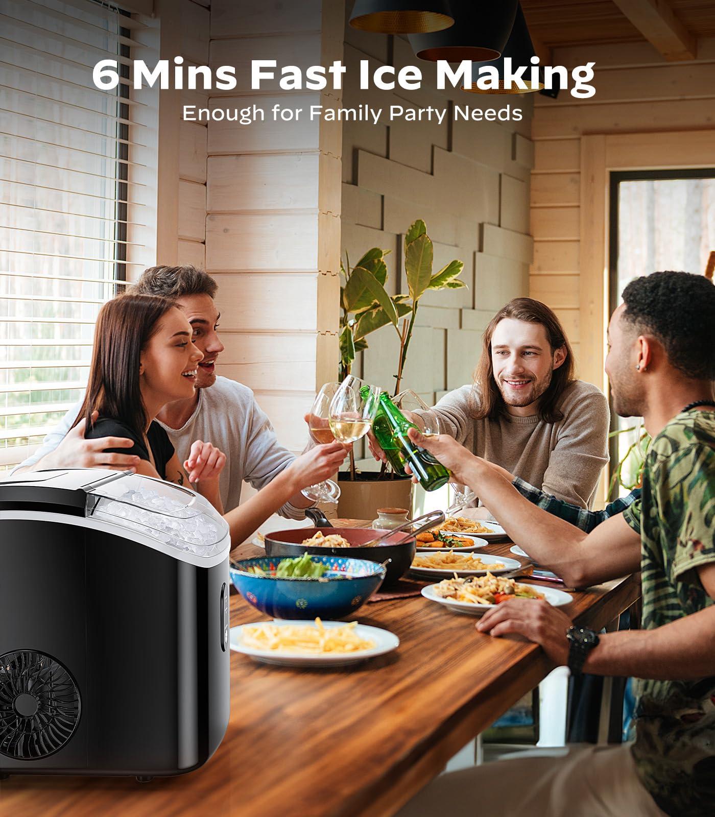 Nugget Ice Maker Countertop, Silonn Chewable Pellet Ice Machine with Self-Cleanin Function, 33lbs/24H Portable Ice Makers for Home Kitchen Officce, Black - Image 5