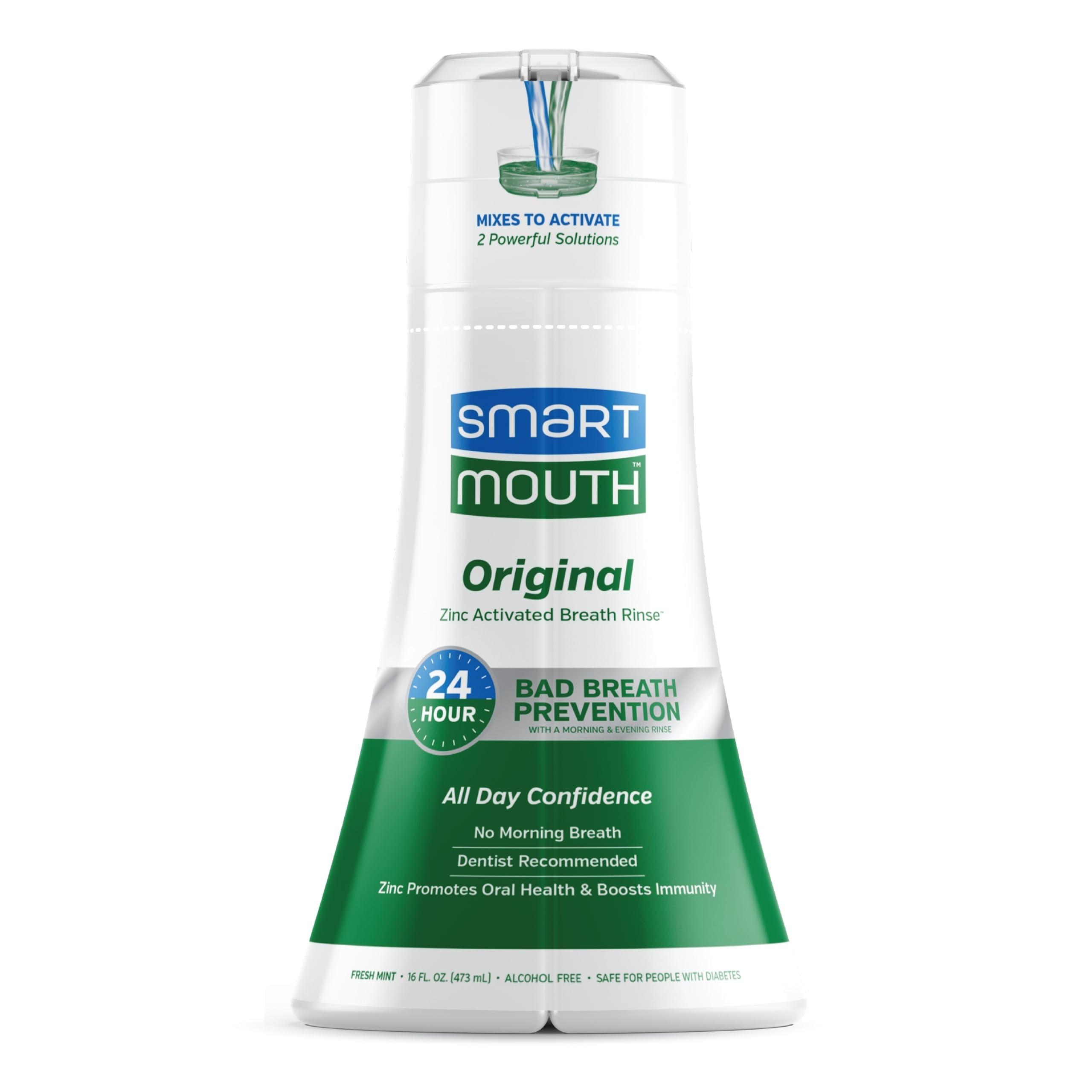 SmartMouth Original Activated Mouthwash - Adult Mouthwash for Fresh Breath - Oral Rinse for 24-Hour Bad Breath Relief with Twice Daily Use - Fresh Mint Flavor, 16 fl oz