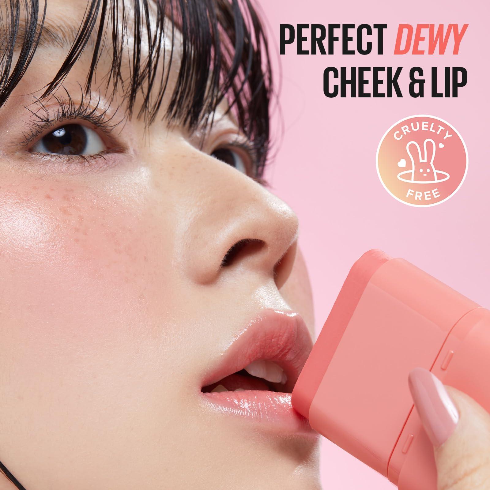 KAJA Cheek & Lip - Dewy Bar 02 Strawberry Sorbet | Creamy Blusher and Balm Multi-Stick, 45% Moisturizing Oil, Apple Extract, Vitamin-Hyaluronic Acid Infused, High Shine, Non-Sticky, Easy Blending, 10g - Image 5