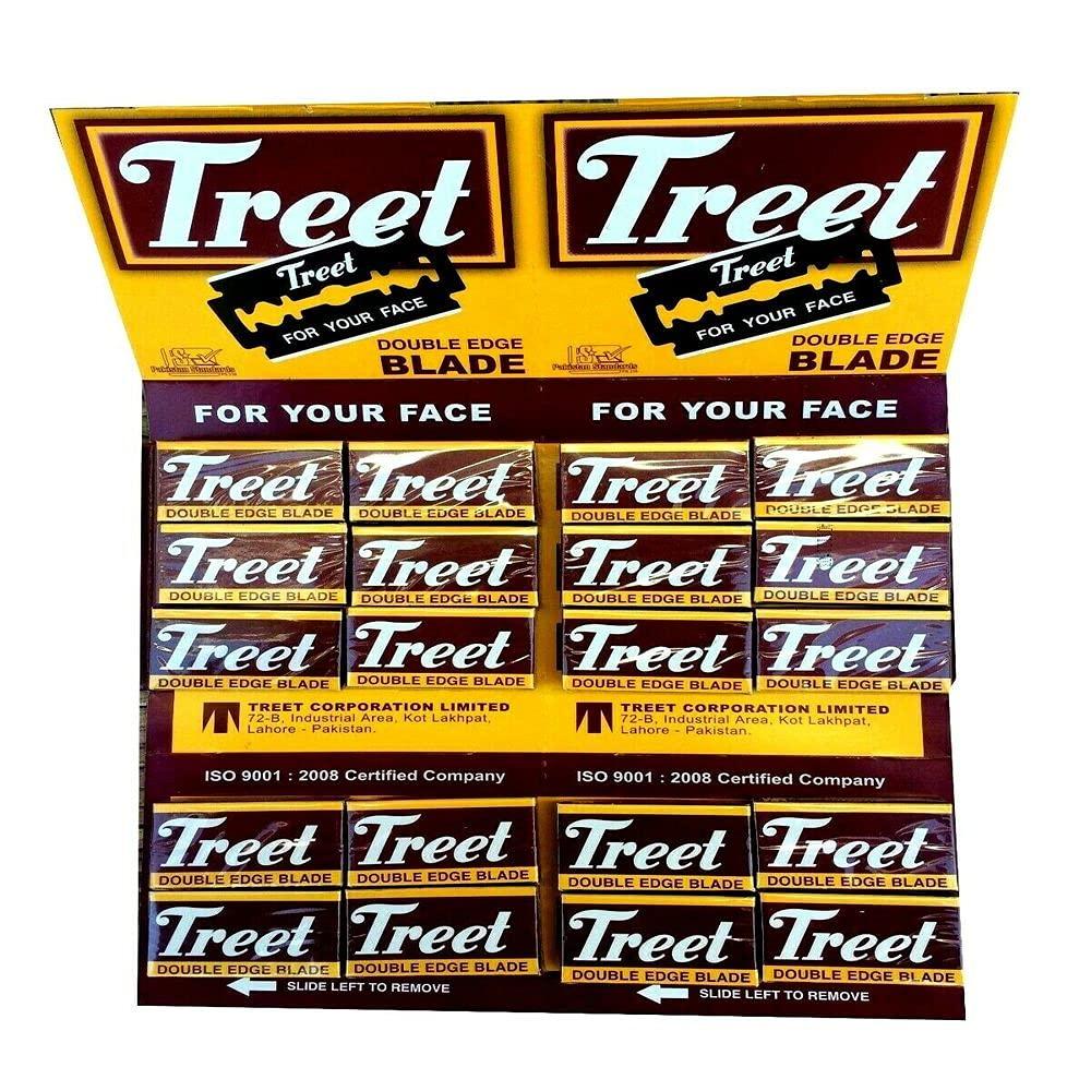 Treet Carbon Steel Double Edge Shaving Razor Blades, 200 Blades Pack (20x10) for safety Razors Butterfly Razors Black Beauty