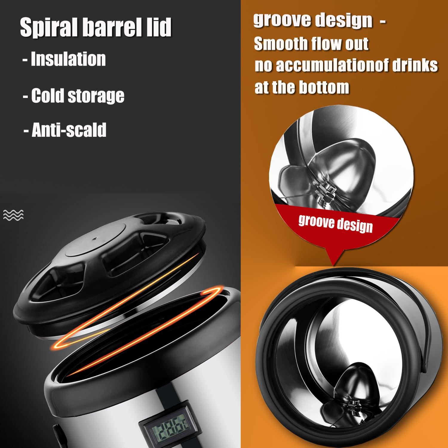 Insulated Beverage Dispenser,12L/3.2Gal Coffee Dispenser,Tea Dispenser,Coffee Carafe,Thermos Urn,Hot and Cold Drink Dispenser Faucet with thermometer For Hot Tea&Coffee,Cold Milk,Water,Juice(silver) - Image 8
