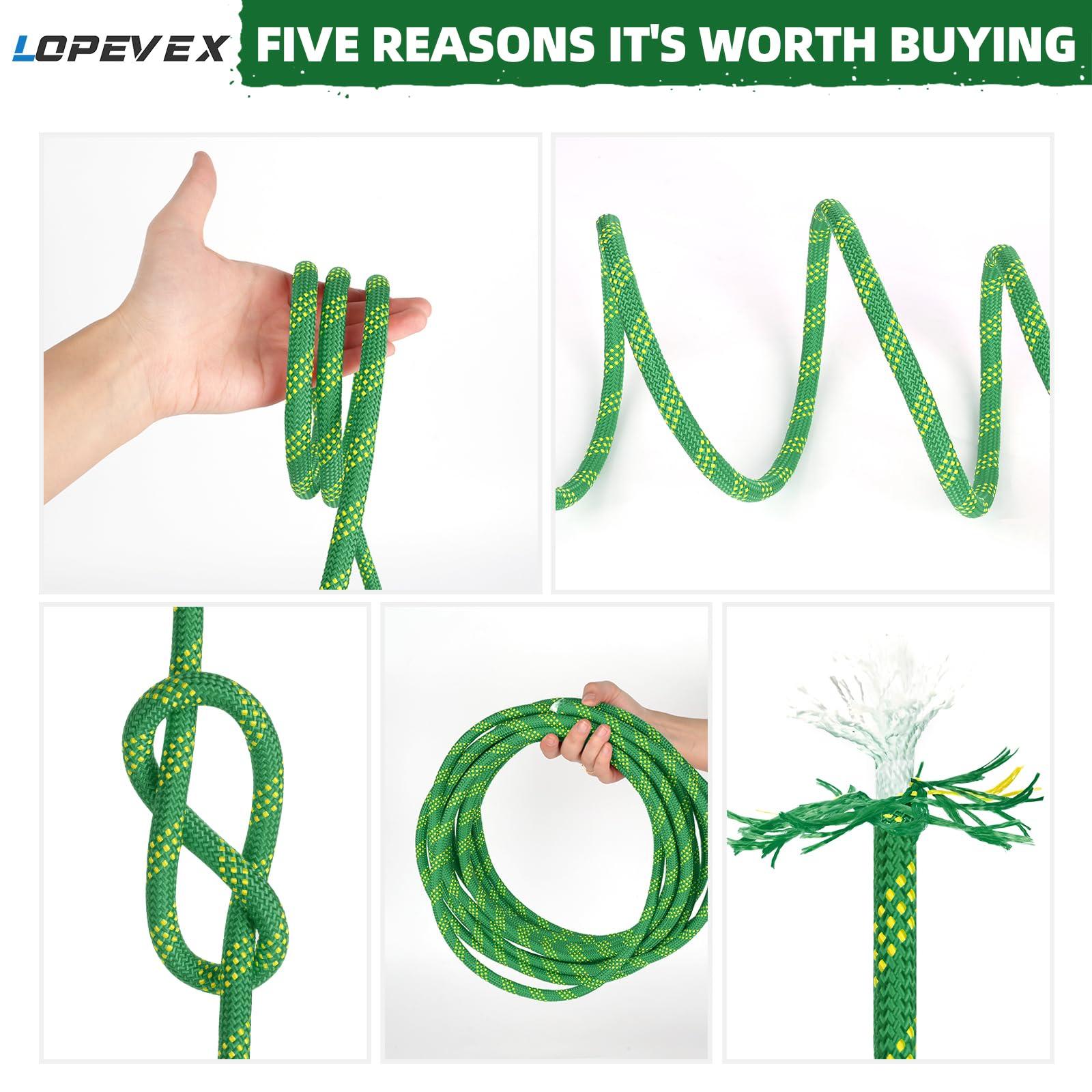 1/2 Inch Climbing Rope 150 Ft Green - 48 Strands Tree Climbing,1/2in Arborist Rope,Rappelling Rope,Static Nylon Polyester Braided Rope,Bull Rope for Tree Pulling,Nautical Rigging Rope Swing - Image 6