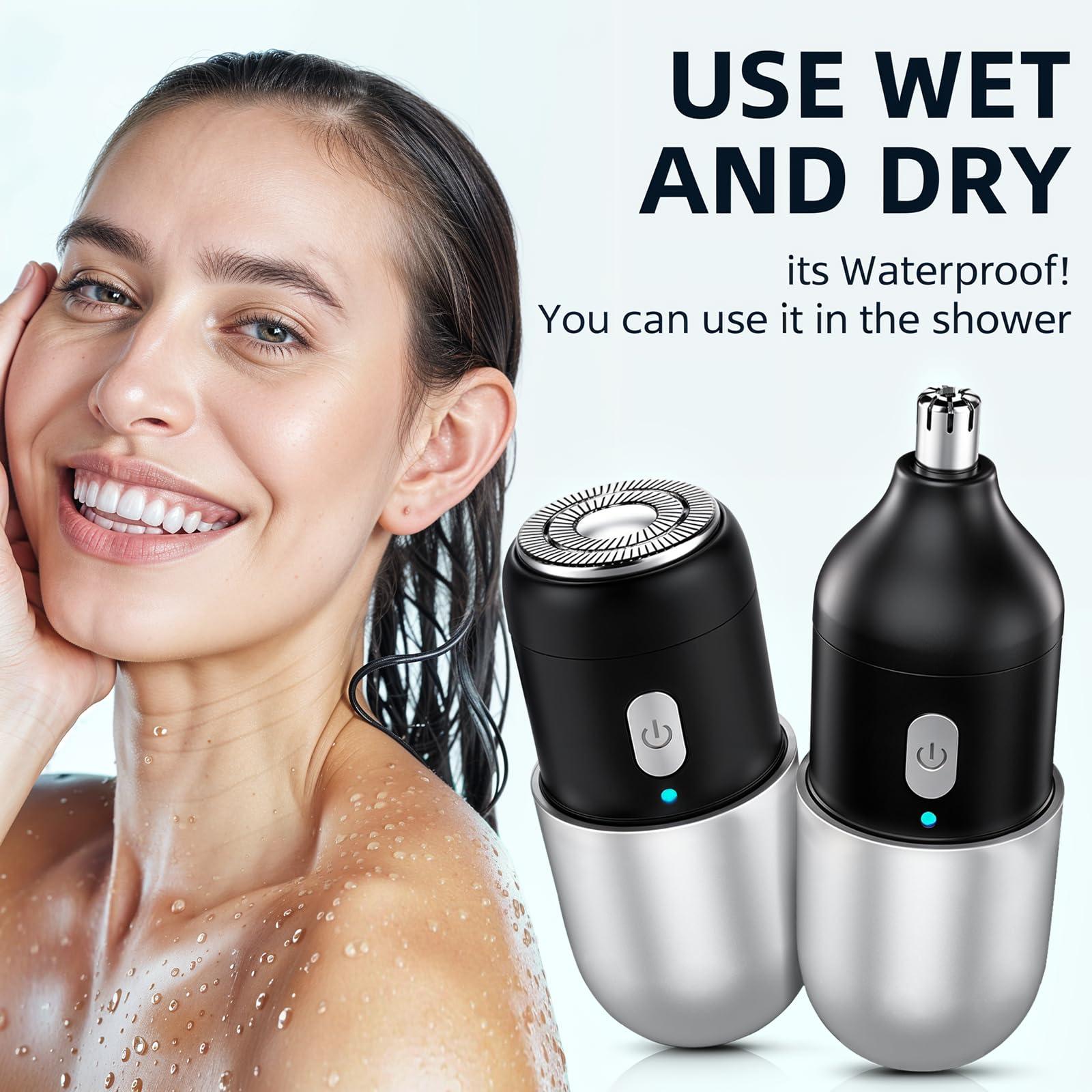 Facial - Nose Hair Remover Women and Men, 2 in 1 Professional USB Rechargeable Electric Face Shaver and Nose Trimmer, Facial Hair Trimmer Body Grooming with Waterproof Dual Edge Blades (Silver) - Image 6