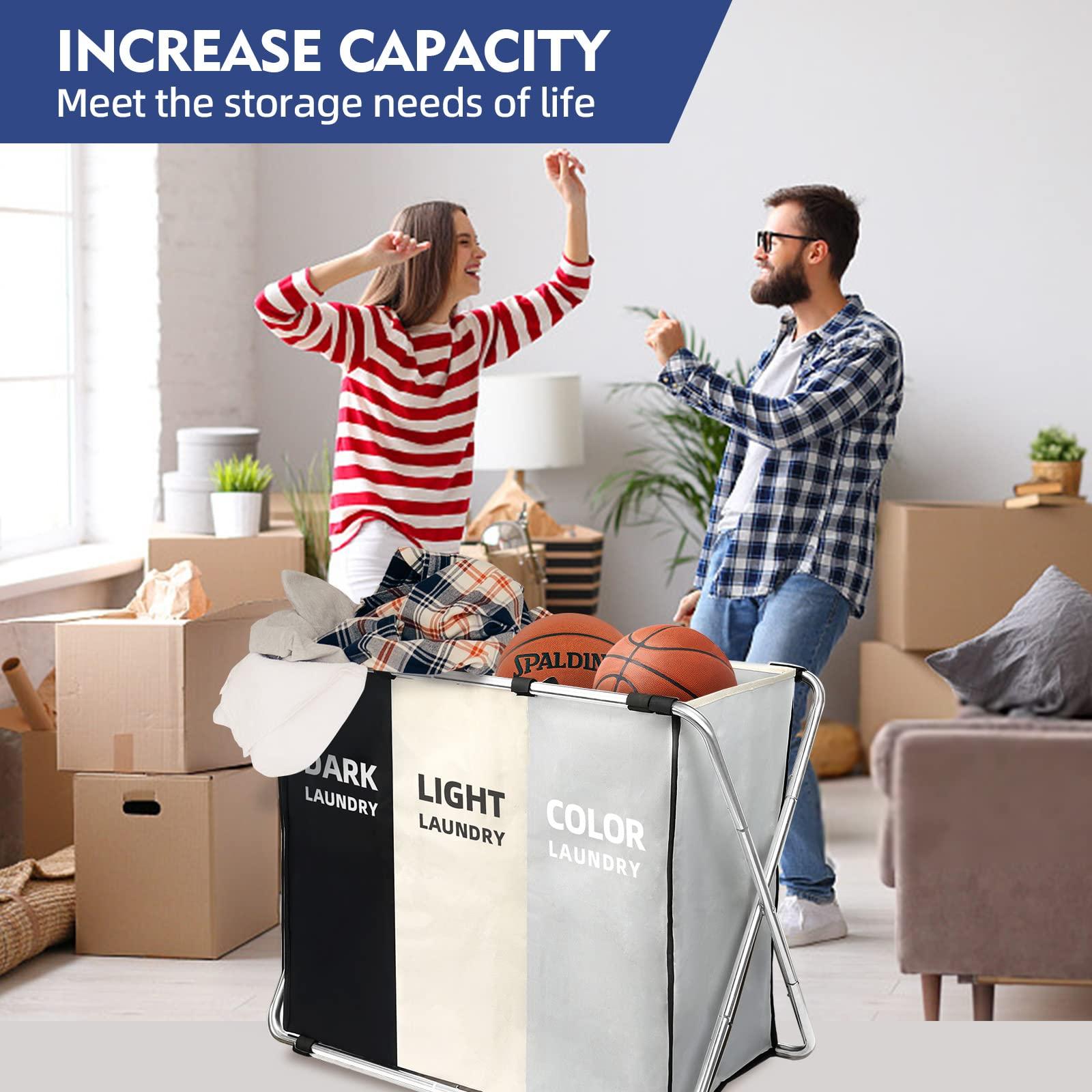 180L Large Laundry Basket, Freestanding Laundry Hamper, Collapsible Tall Clothes Hamper with Handles for Clothes Toys in the Dorm & Family Closet Storage Container and Organizer (1-Pack) - Image 3