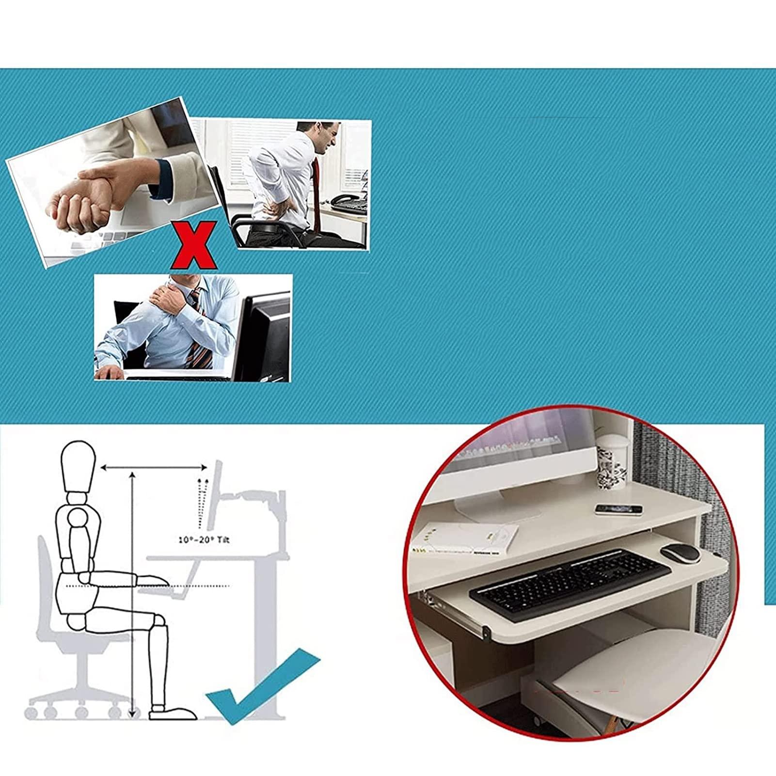 Keyboard Tray Under Desk Storage, Desk Extender for Keyboard And Mouse, Wooden Keyboard Drawer Tray Under Desk Sliding Keyboard Platforms Ergonomic Underdesk Keyboard Tray Shelf, Easy Installation - Image 7
