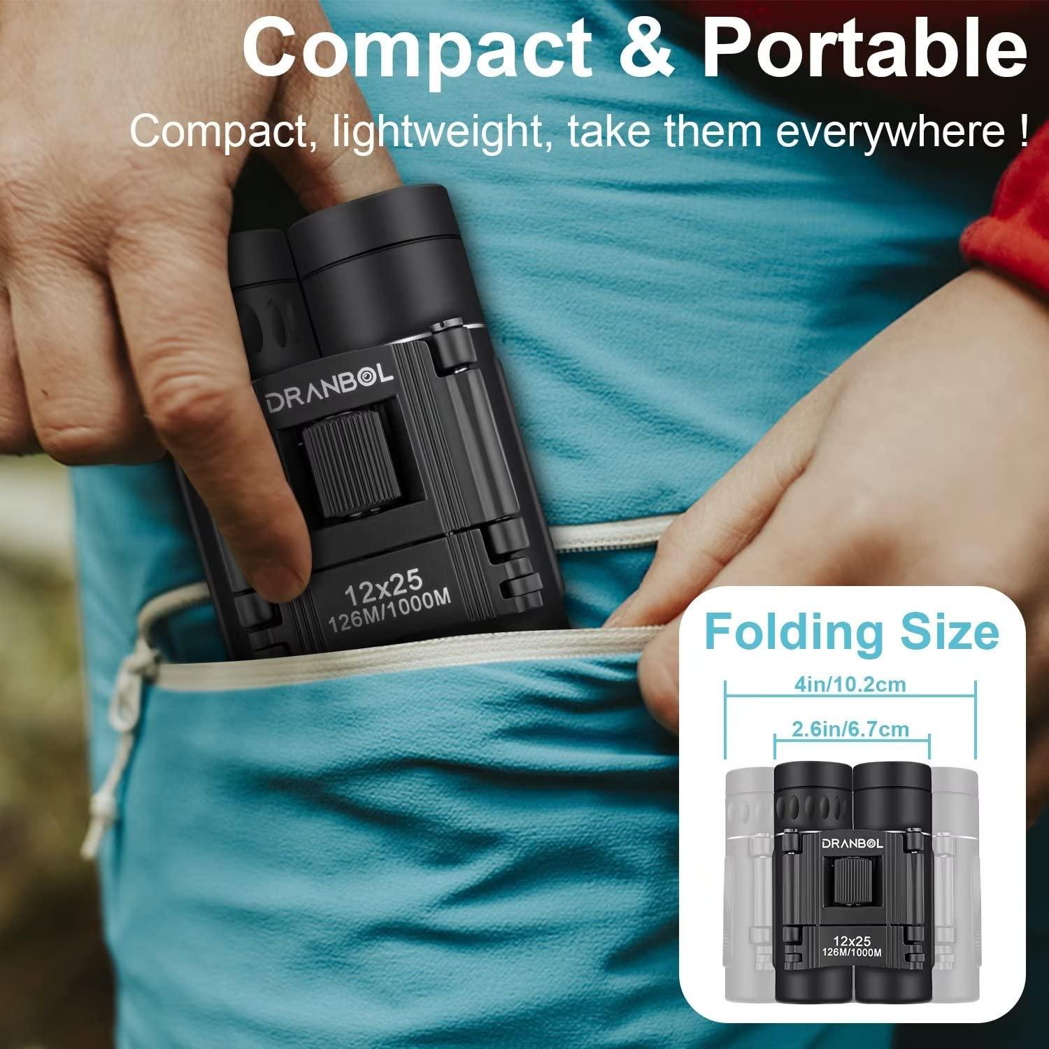 DRANBOL 12X25 Mini Pocket Binoculars for Adults Kids, Small Compact Binoculars for Bird Watching, Opera Concert - Image 5