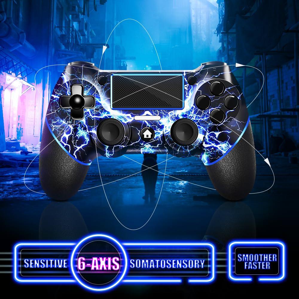 AceGamer Wireless Controller for PS4, Custom Design V2 Gamepad Joystick for PS4 with Non-Slip Grip of Both Sides and 3.5mm Audio Jack! Thumb Caps Included! (Lightning) - Image 5