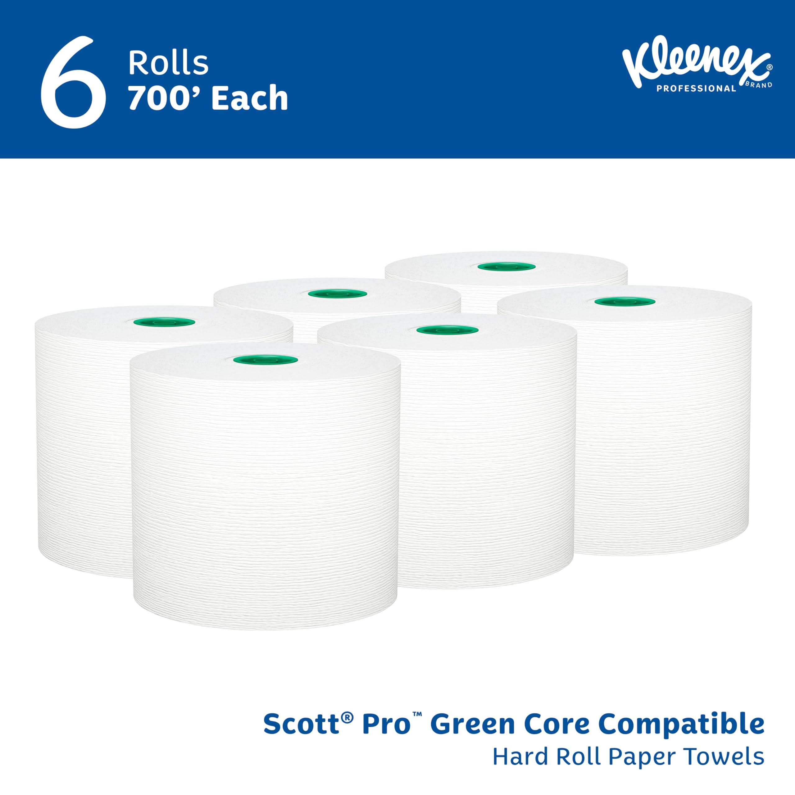 Kleenex Professional Hard Roll Paper Towels, Bulk (25630), Premium Absorbency Pockets, White, for Scott-brand Green Core Dispensers (6 Rolls at 700' Each, 4,200'/Case) - Image 2