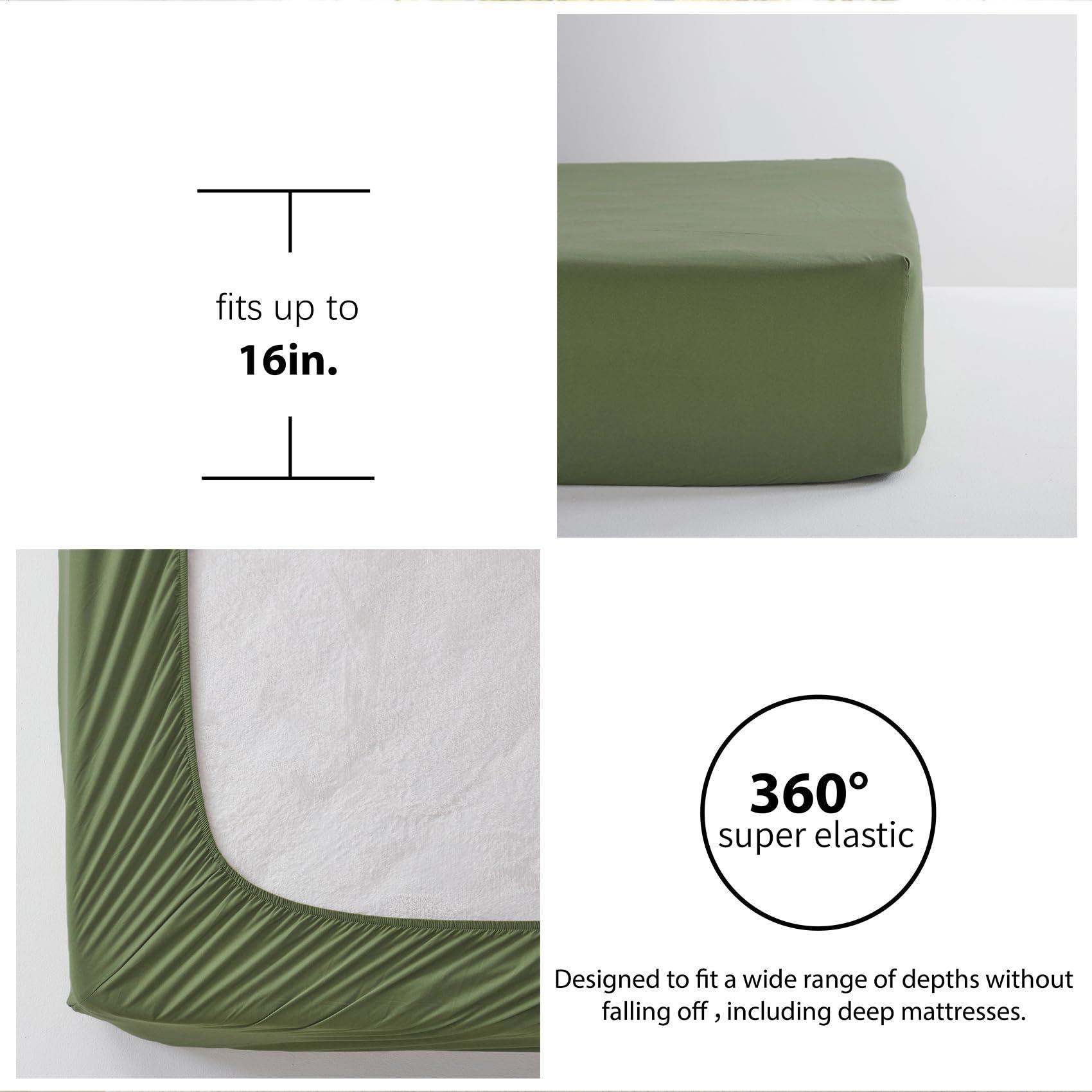 Zzlpp Queen Comforter Set 7 Pieces, Olive Green Seersucker Bed in a Bag with Comforter and Sheets, All Season Bedding Sets with 1 Comforter, 2 Pillow Shams, 2 Pillowcases, 1 Flat Sheet - Image 6