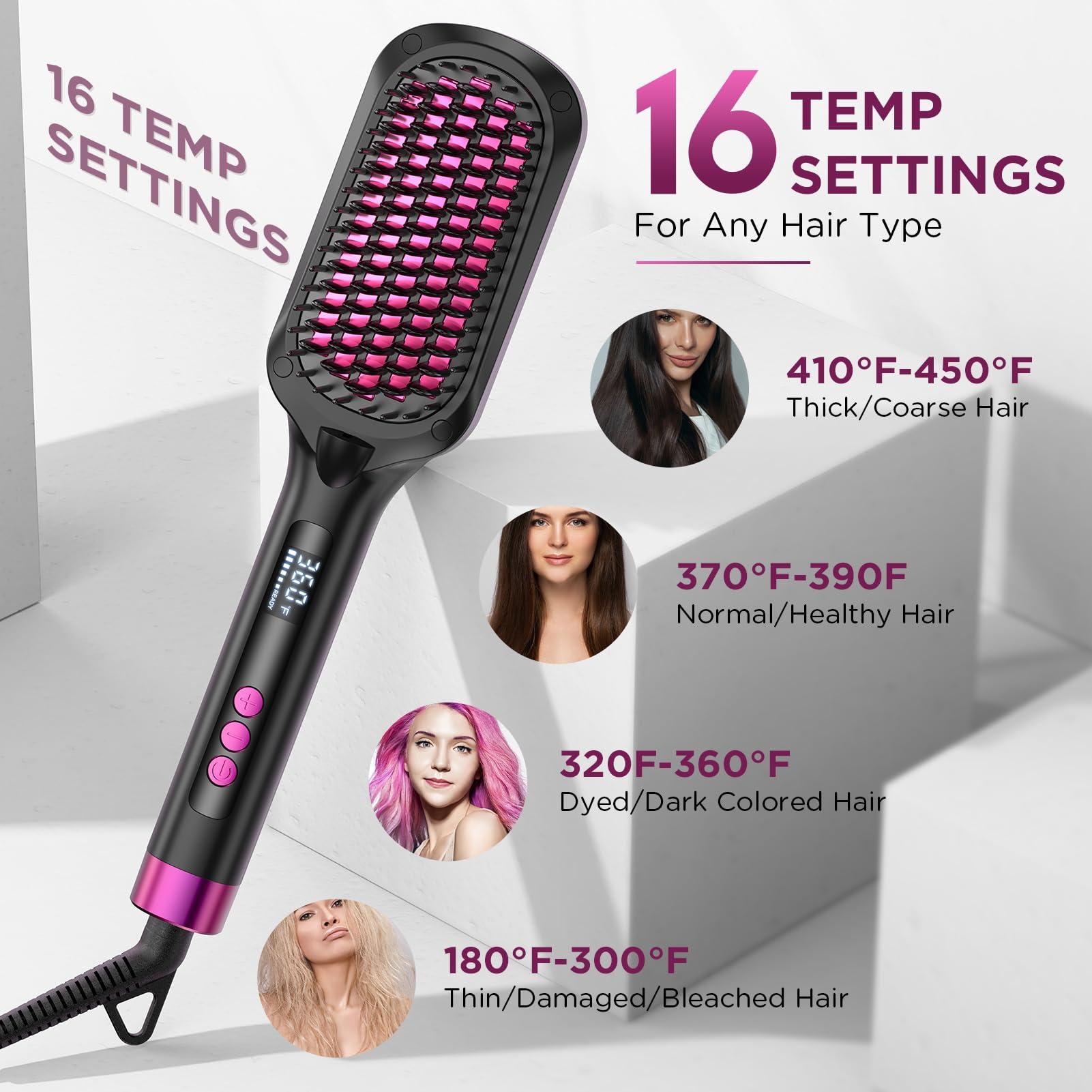 Reviio 30s Fast Heating Hair Straightener Brush - Ionic Anti-Frizz, Anti-Scald, Auto Temp Lock & Auto-Off, Worldwide Voltage, Black - Image 3