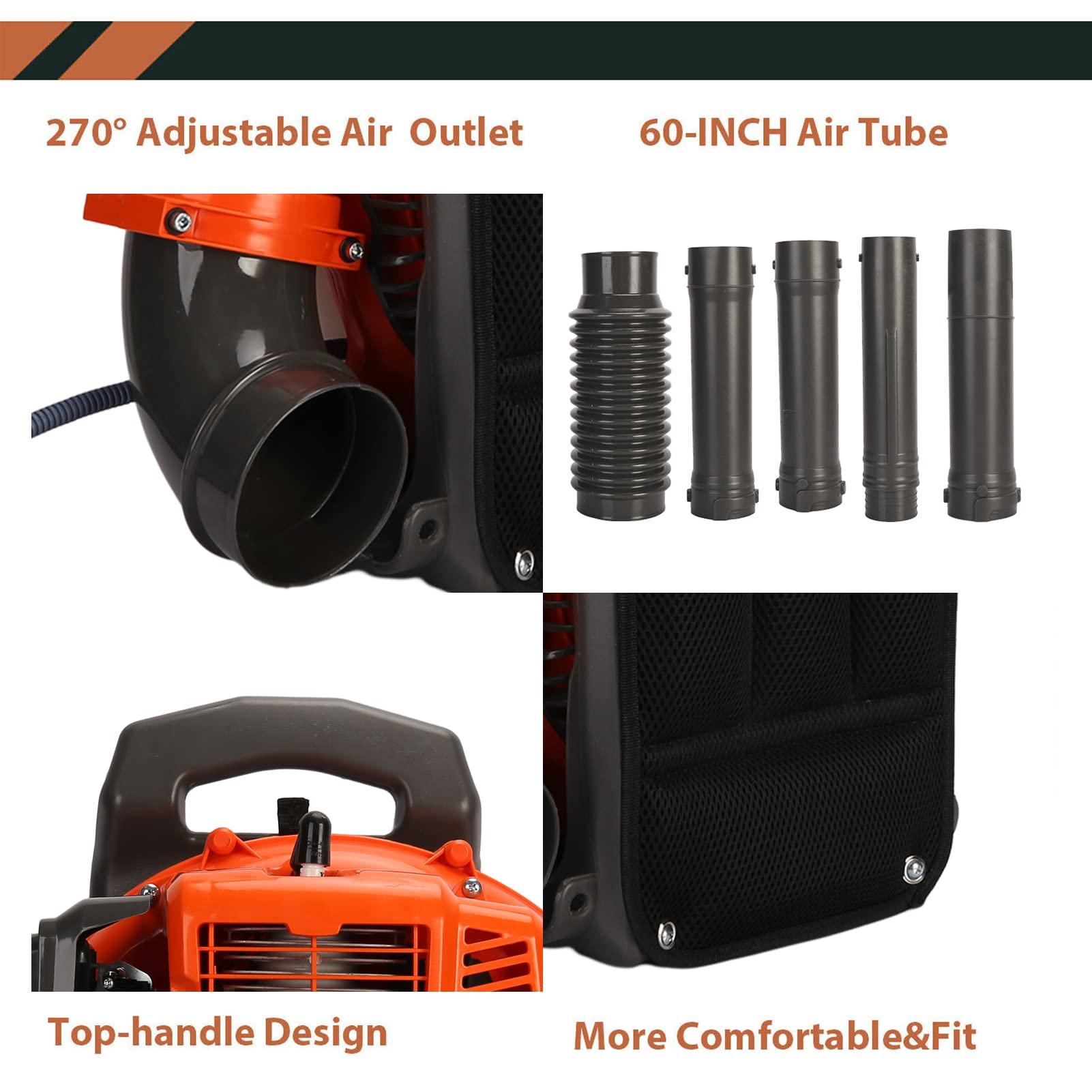 Backpack Gas Powered Leaf Blower, 52CC 550CFM 3HP 2 Stroke Grass Lawn Blower Air Cooling Gasoline Backpack Grass Blower with Air-Cooled, Snow Blower for Outdoor (550CFM 52CC) - Image 8