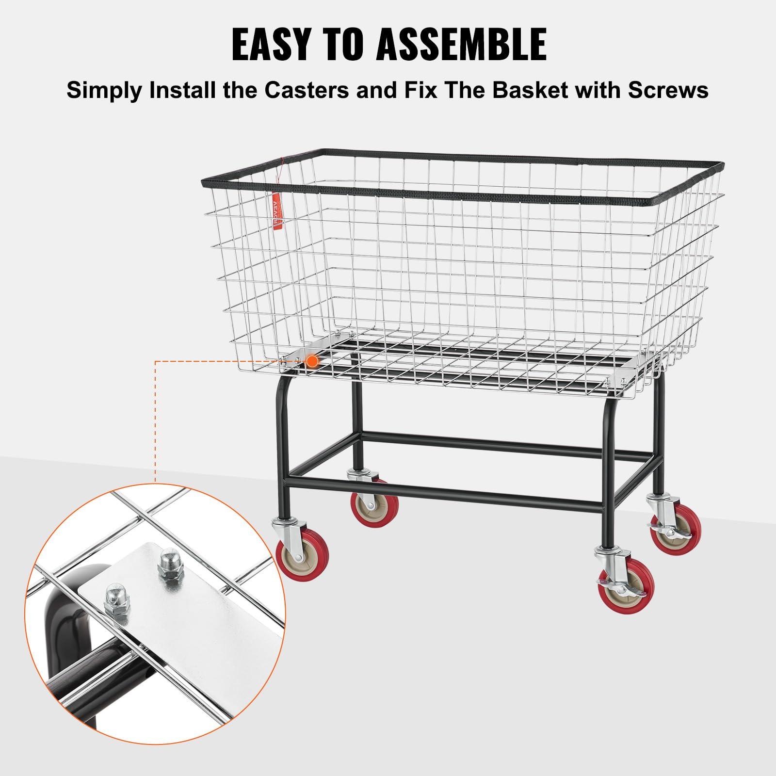 VEVOR Wire Laundry Cart, 3.8Bushel Wire Laundry Basket with Wheels, 32.5''x21.3''x29.9'', Commercial Wire Laundry Basket Cart, Steel Frame with Chrome Finish, 4'' Casters, Wire Basket Cart for Laundry - Image 7