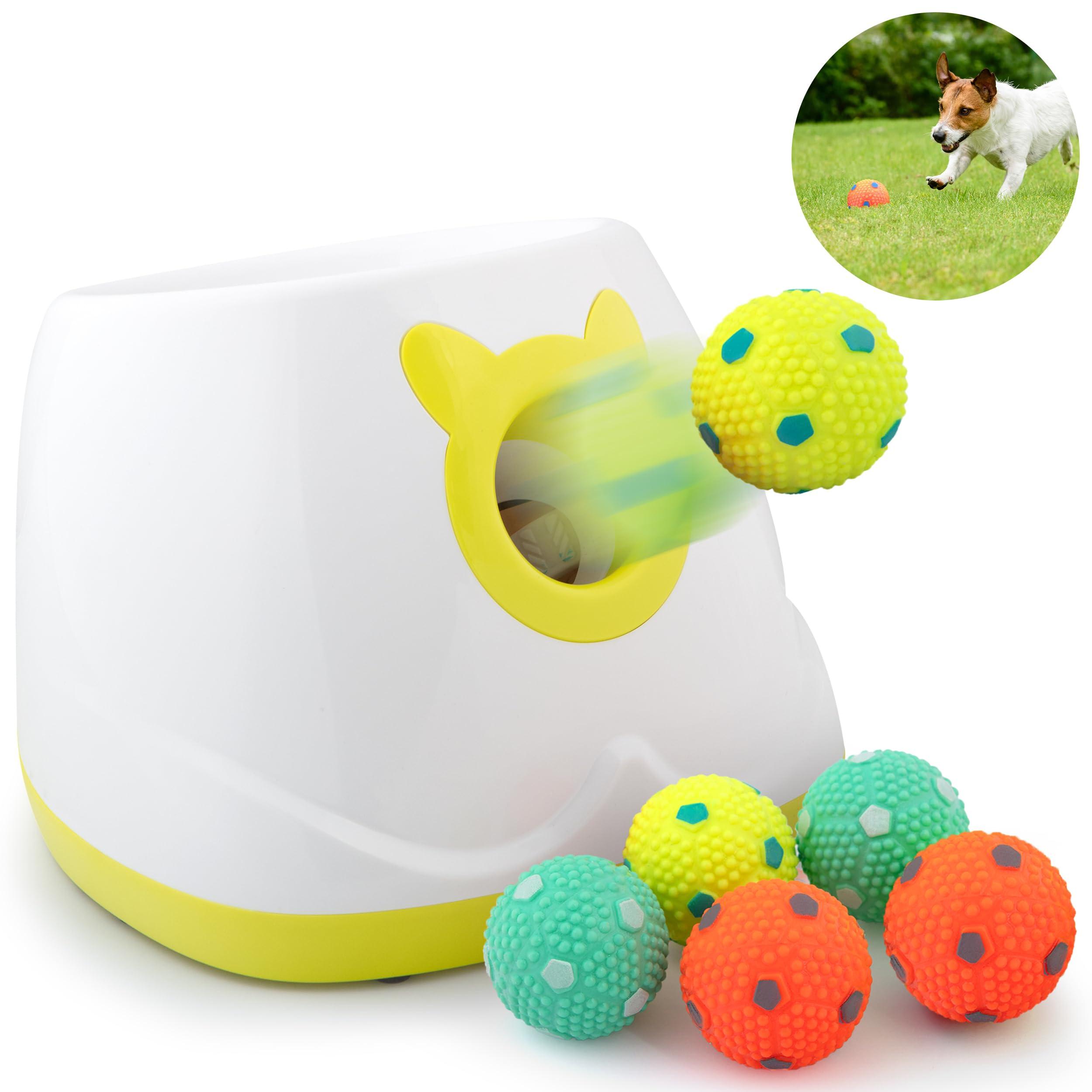 Automatic Dog Ball Launcher - Dog Ball Fetch Machine, Ball Thrower for Dogs, for Small to Medium Sized Dogs, Interactive Dog Toy with 6 Latex Balls, Plug-in & Battery Options - 4 Launch Distances - Image 7