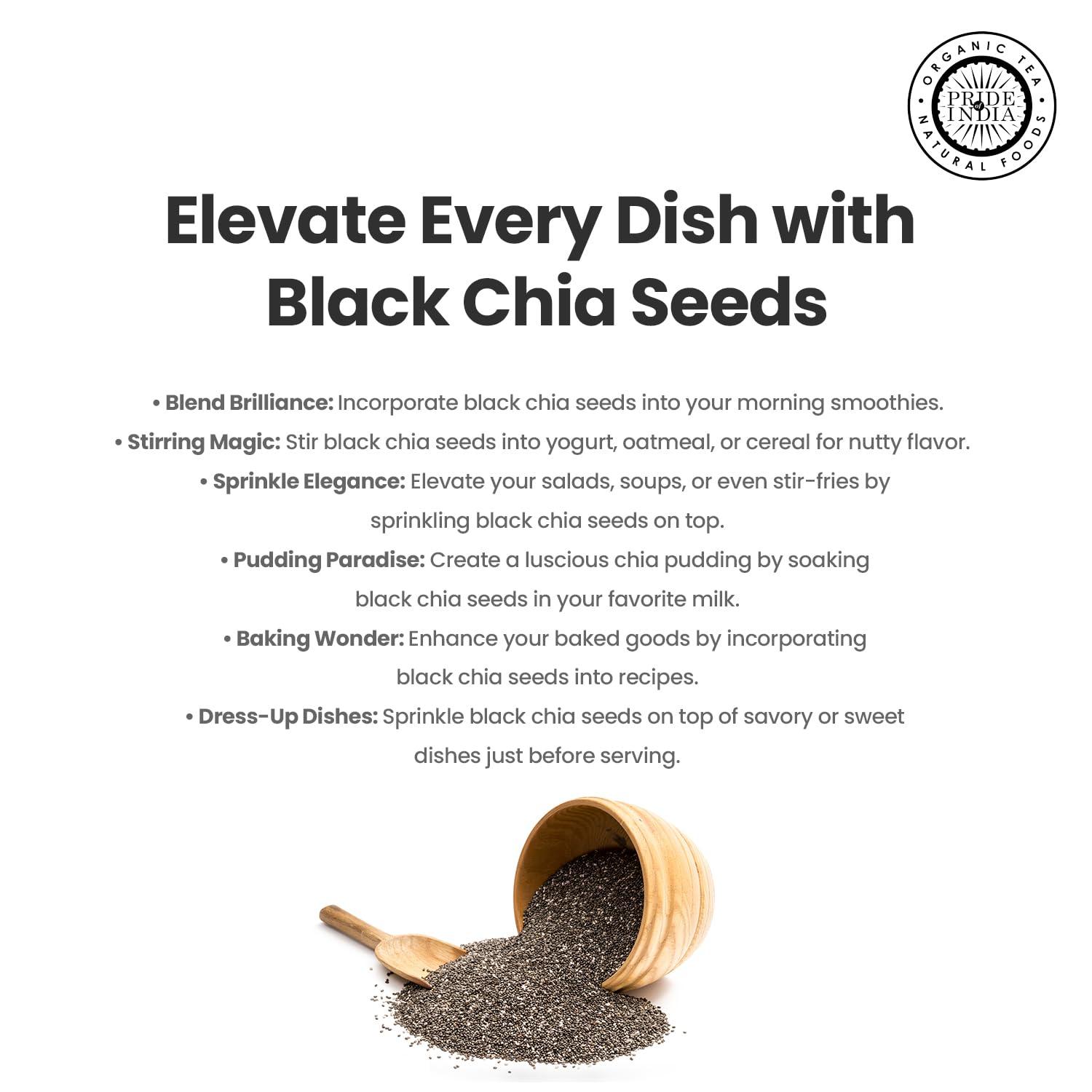 Pride Of India - Natural Black Chia Seeds - Omega-3 & Fiber Superfood, 1.25 Pound (20oz) Jar - Image 4