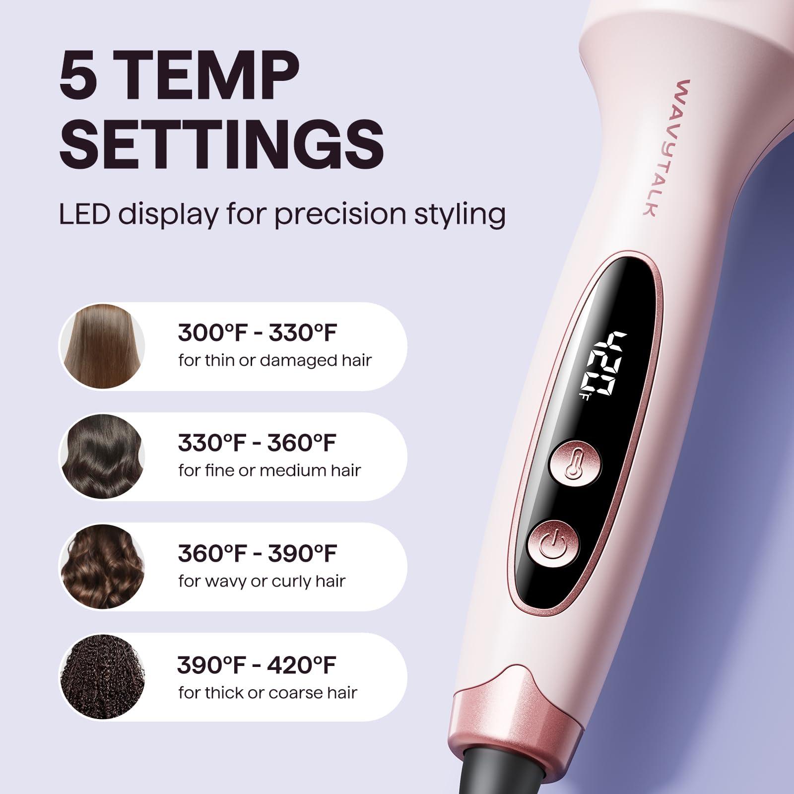 Wavytalk Thermal Brush, Blowout Boost 1.5 inch Heated Round Brush for Blowout Look, Dual Voltage, Pink, Sakura, Tourmaline Ceramic, Negative Ion Technology, 5 Temperature Settings, Less Damage - Image 5