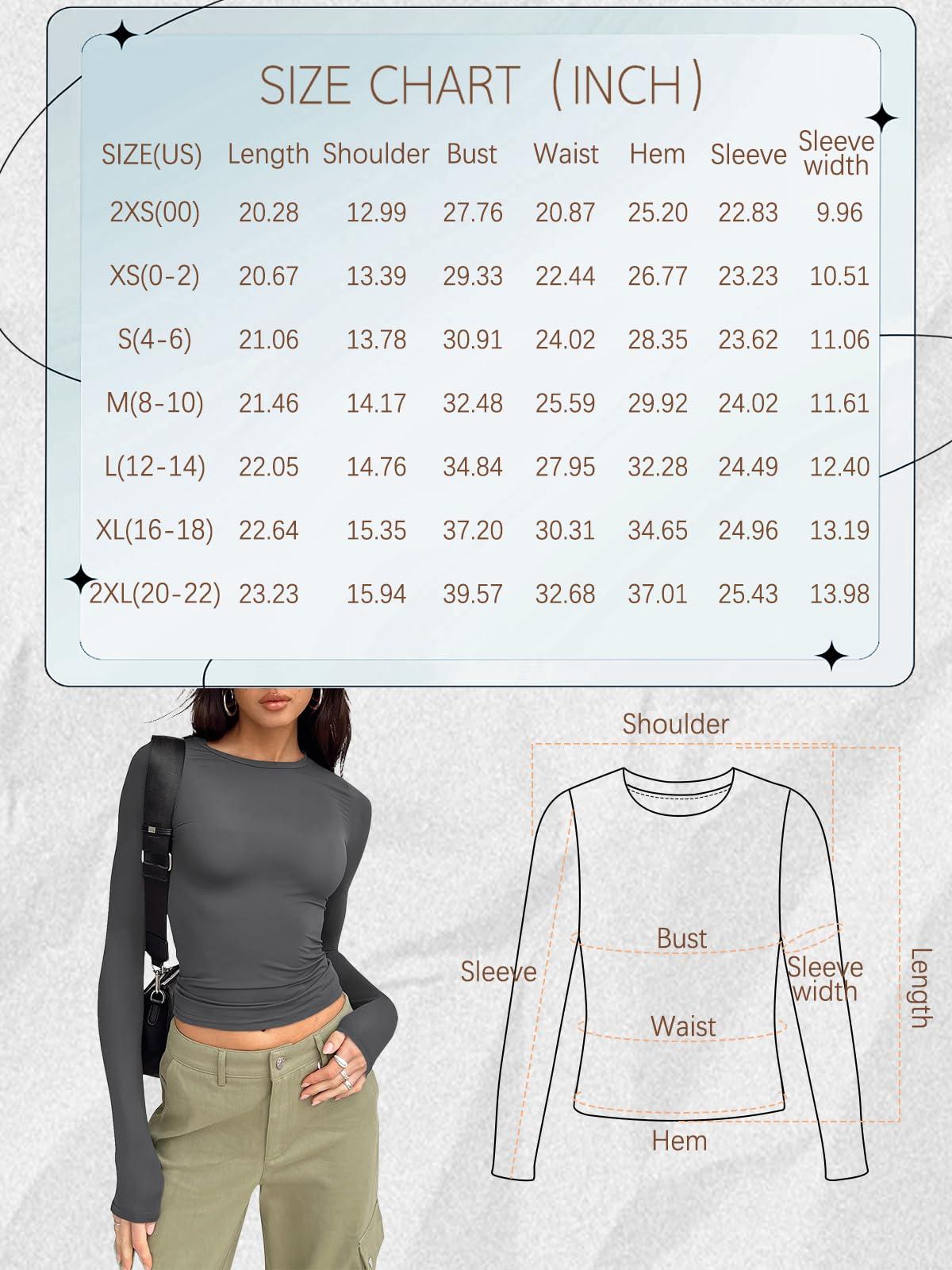 Trendy Queen Womens Long Sleeve Shirts Basic Tees Crop Tops Going Out Spring 2025 Workout Outfits Y2k Clothes - Image 6