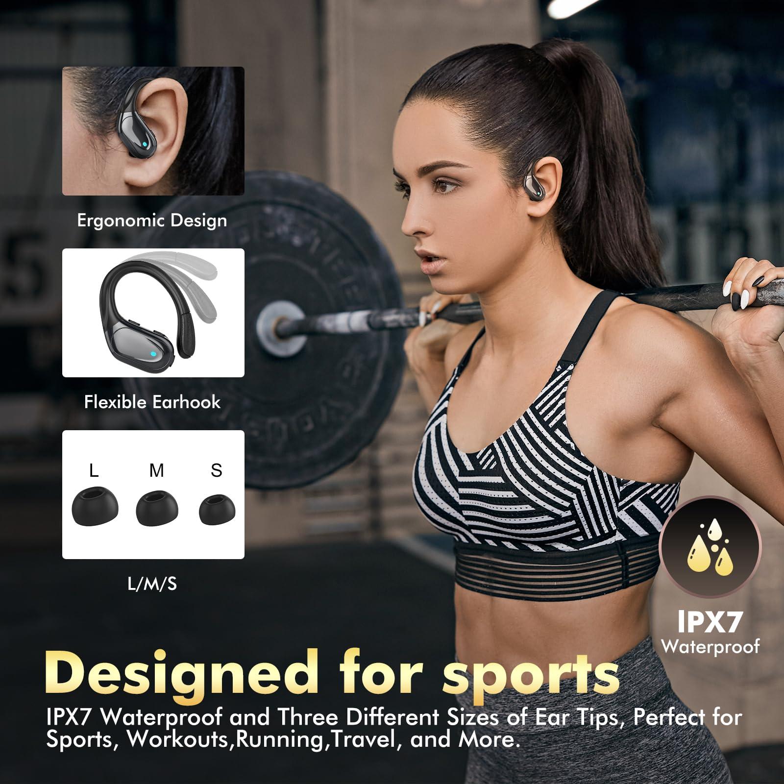 Wireless Earbuds Bluetooth Headphones 80hrs Playback Ear Buds Power Display with Noise Canceling Mic Headsets for Sports/Workout/Running Black - Image 5