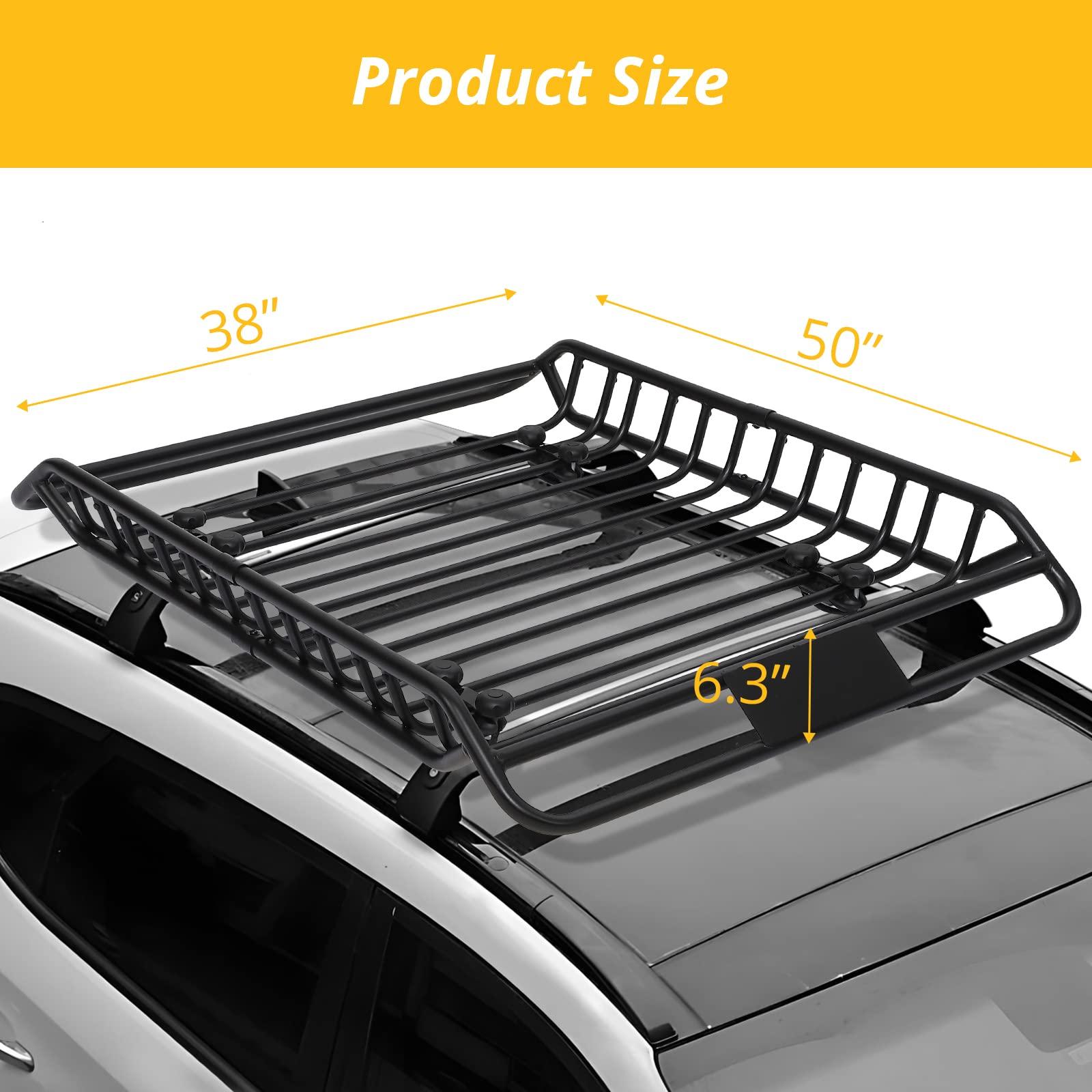 GARVEE Roof Rack Basket, 50" Rooftop Cargo Carrier Basket with 220 LBS Weight Capacity, Car Top Luggage Holder Carrier Basket for SUV, Truck - Image 4