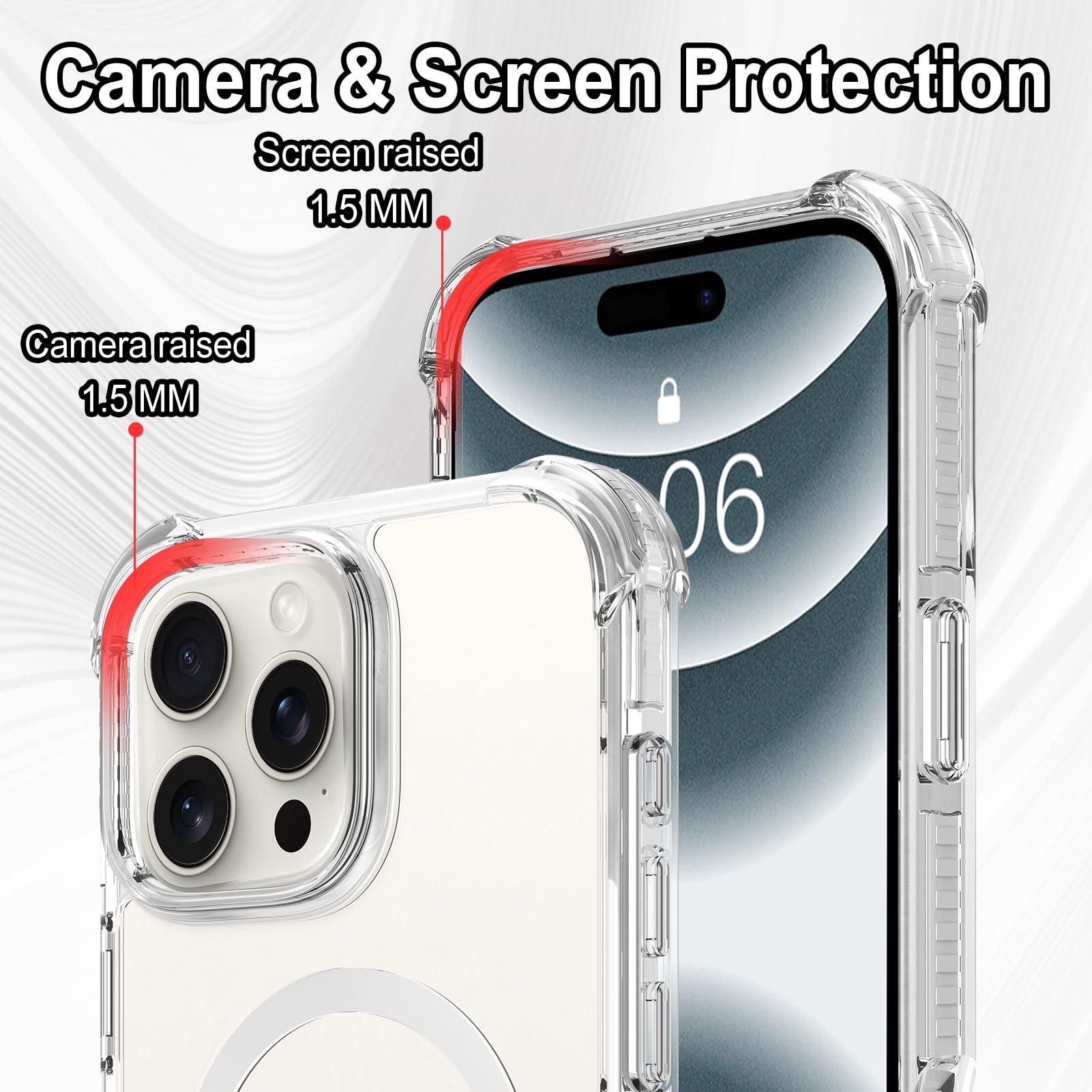 OOK Case for iPhone 16 Pro Max, Magnetic White Clear Case [Compatible with MagSafe] Slim Anti-Scratch Shockproof Protective TPU Bumper Acrylic Cover for 6.9 inch - Image 2