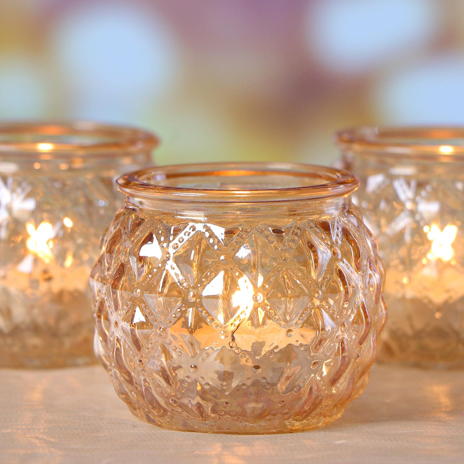 DARJEN 48Pcs Gold Votive Candle Holders - Round Glss Candle Holders Bulk for Table Centerpiece, Tea Lights for Wedding Shower, Party & Home - Image 5