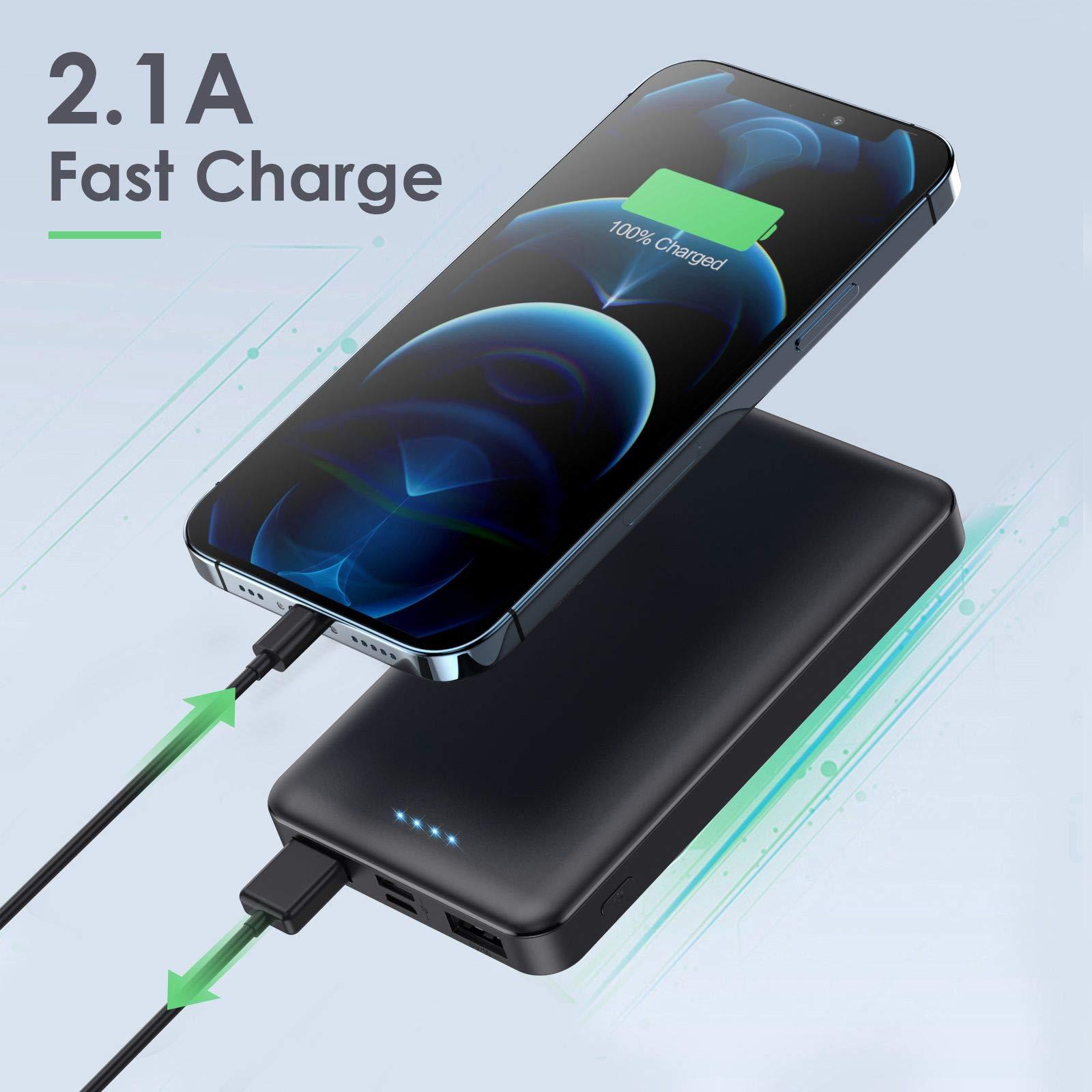 [2 Pack]Portable Charger Power Bank 10000mAh,Ultra Slim Portable Phone Charger with USB C Input & 2 Output Backup Charging External Battery Pack Compatible with iPhone 16/15/14/13/12,Android Phone etc - Image 2