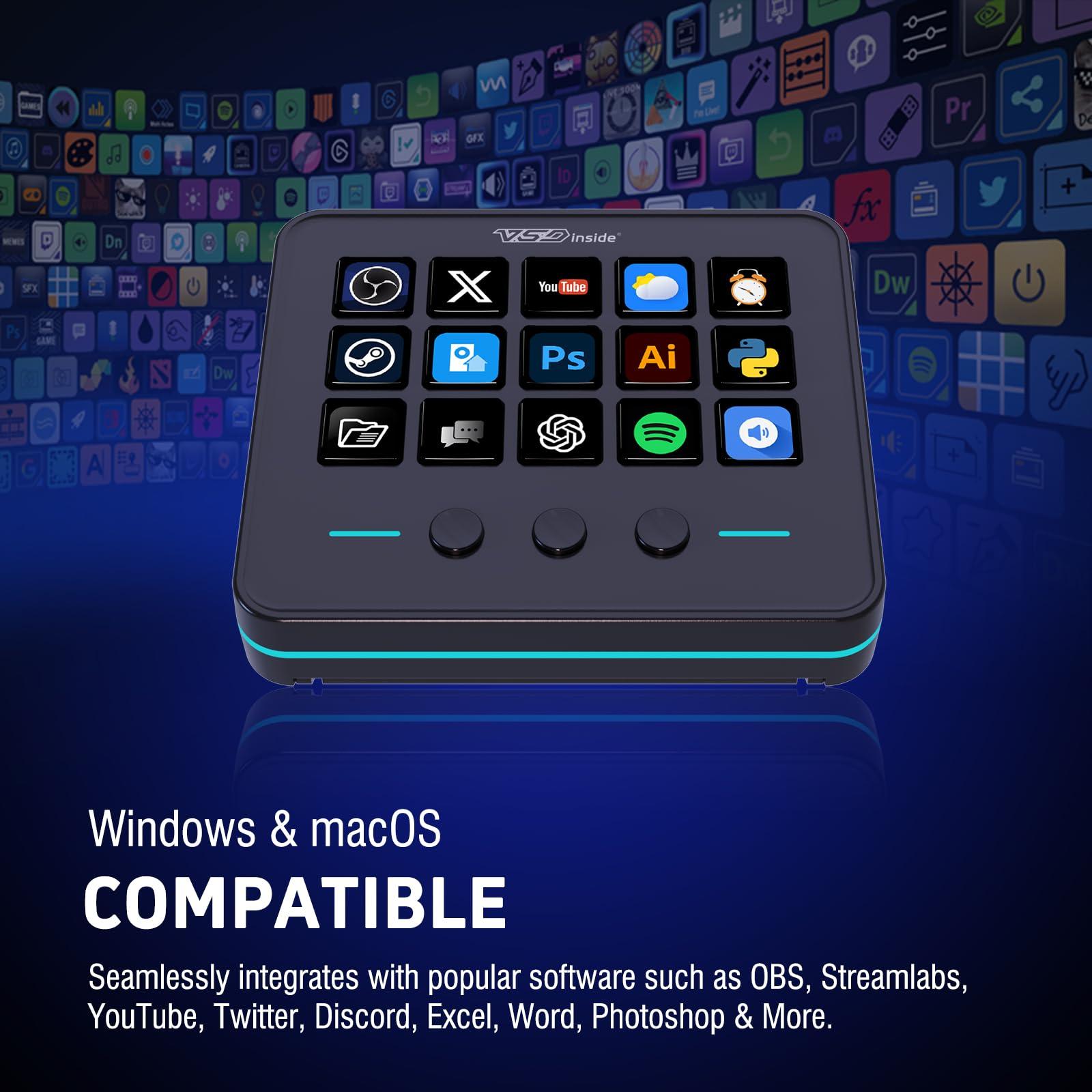 VSDINSIDE Macro Keypad, Stream Controller Deck Gaming Streaming Shortcut Keyboard, 18 Programmable Keys Customizable Visual AI Pad USB Soundboard for OBS, YouTube, Desk Office Setup, Laptop, PC, Mac - Image 7
