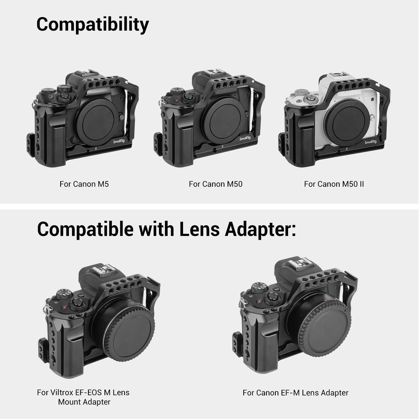 SmallRig M50 /M50 II /M5 Cage (Upgraded), Aluminum Alloy Video Film Movie Making Rig with Integrated Grip and NATO Rail for Canon M50 /M50 II /M5 2168C - Image 6