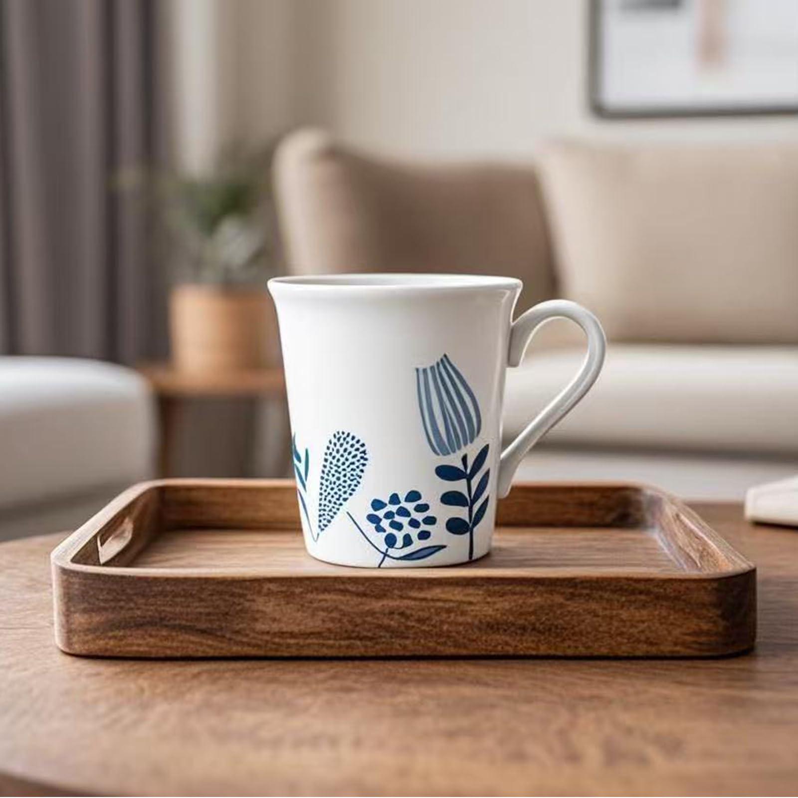 Fuukou Blue and White Porcelain Mug,Chinese Hand-Painted Coffee Mug,12 OZ Small Vintage Ceramic Tea Cup with Handle,Traditional Blue Willow Design,Microwave & Dishwasher Safe - Image 7