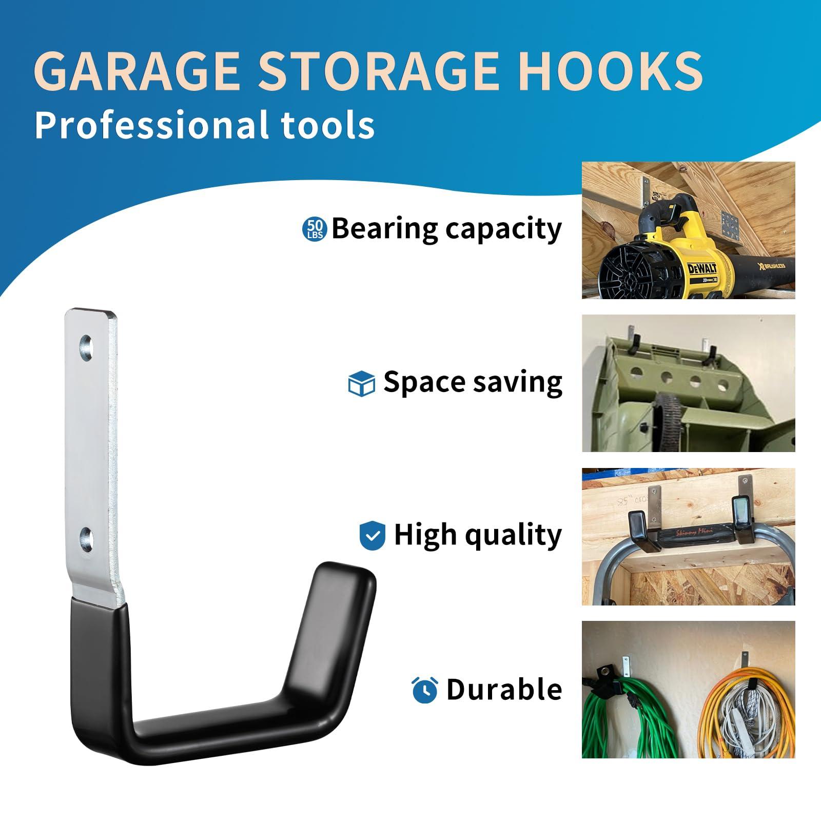 GeeWatom Heavy Duty Steel Garage Hooks,Garage Storage Utility Hooks,Anti-Slip Hanger, Tool Organizer,Steel Wall Mount Organizer, Garden Hose Hanger (Small-2PC) - Image 5