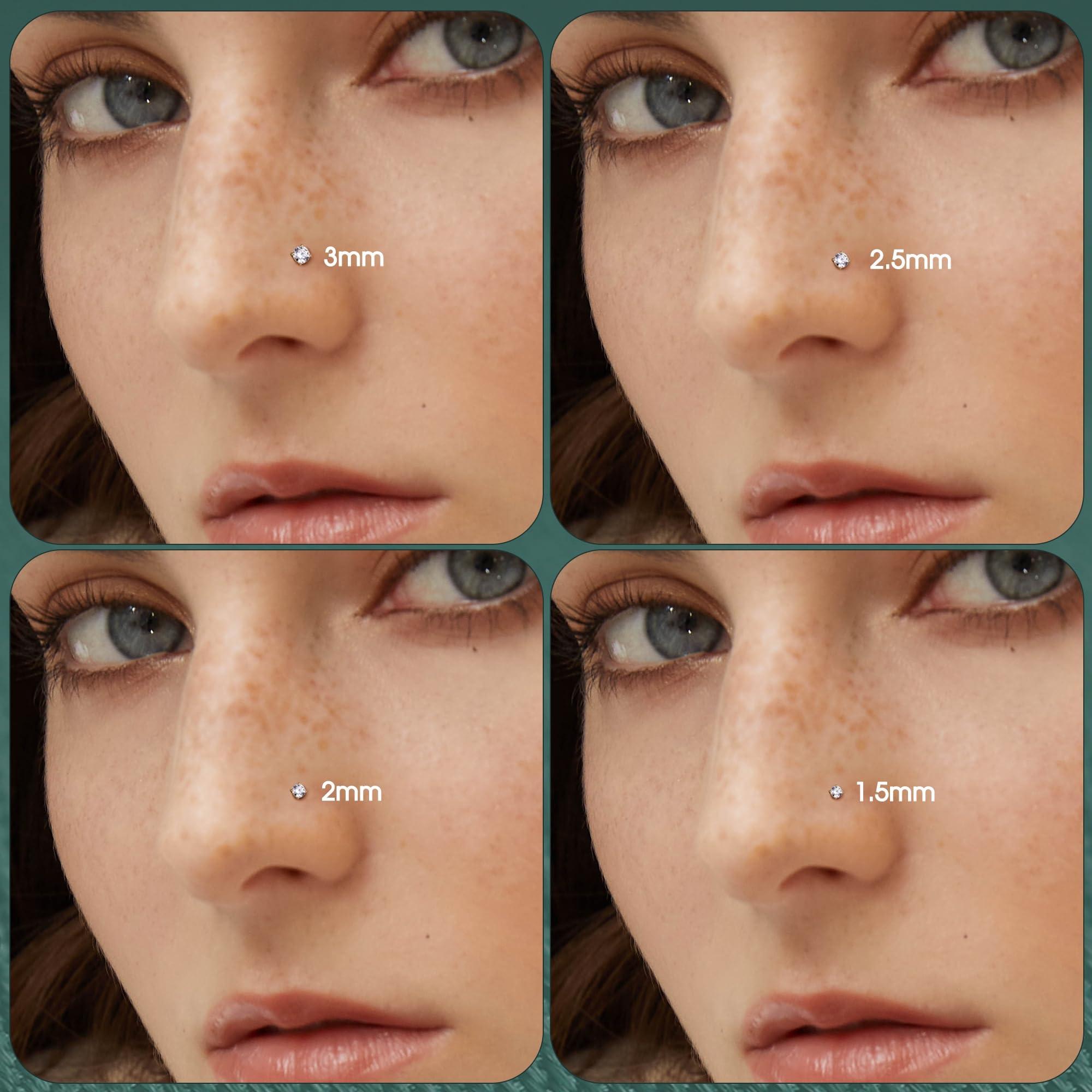Sllaiss 8 Pcs 20G Nose Ring Studs Made with Austrian Crystal for Women Stainless Steel 1.5mm 2mm 2.5mm 3mm Nose Piercings Set Body Jewelry Hypoallergenic - Image 5