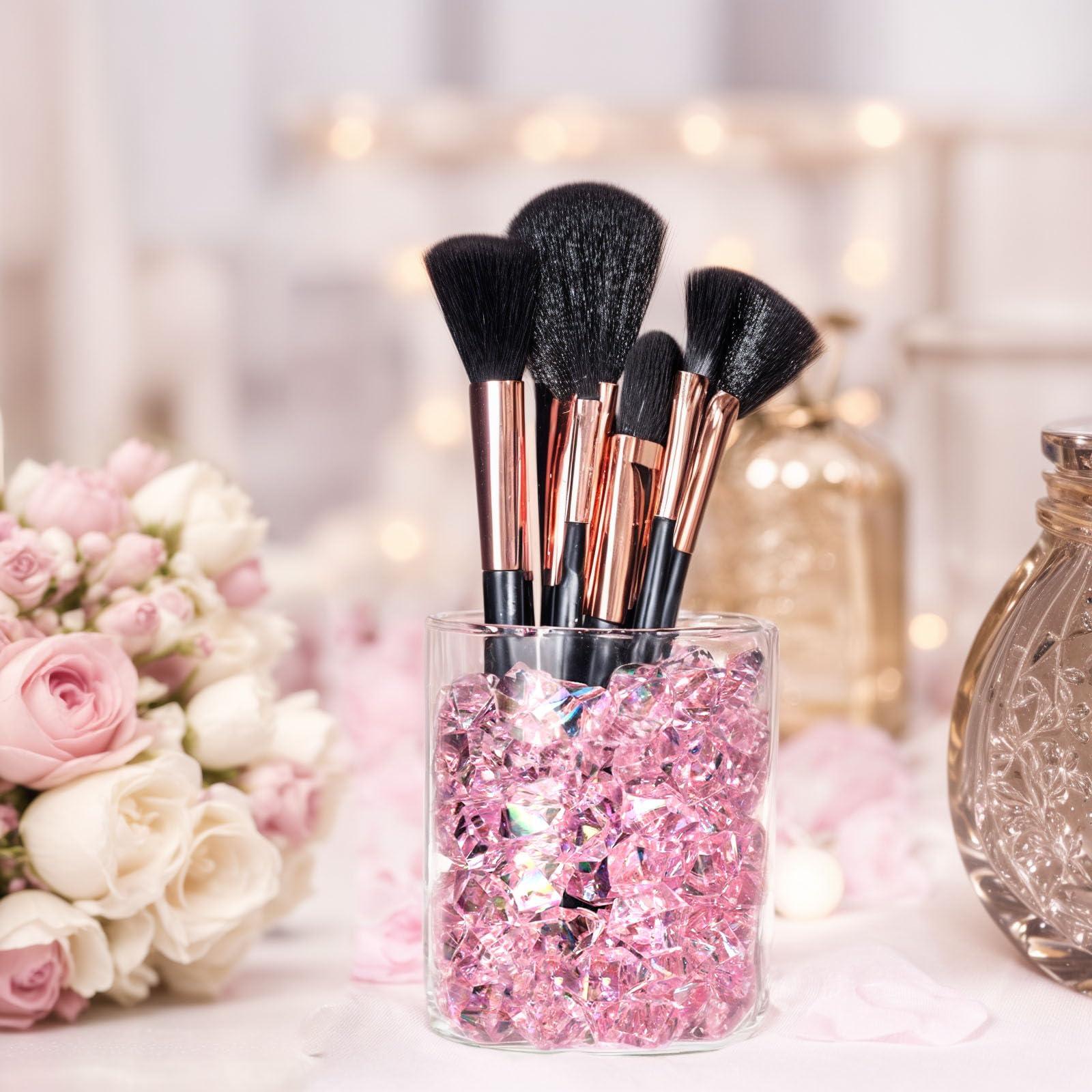 DomeStar Dazzling Pink Ice Rocks, 180PCS Holographic Acrylic Crushed Ice Sparkling Fake Diamonds Holographic Plastic Gems for Vases Fillers Table Scatter Decoration - Image 5