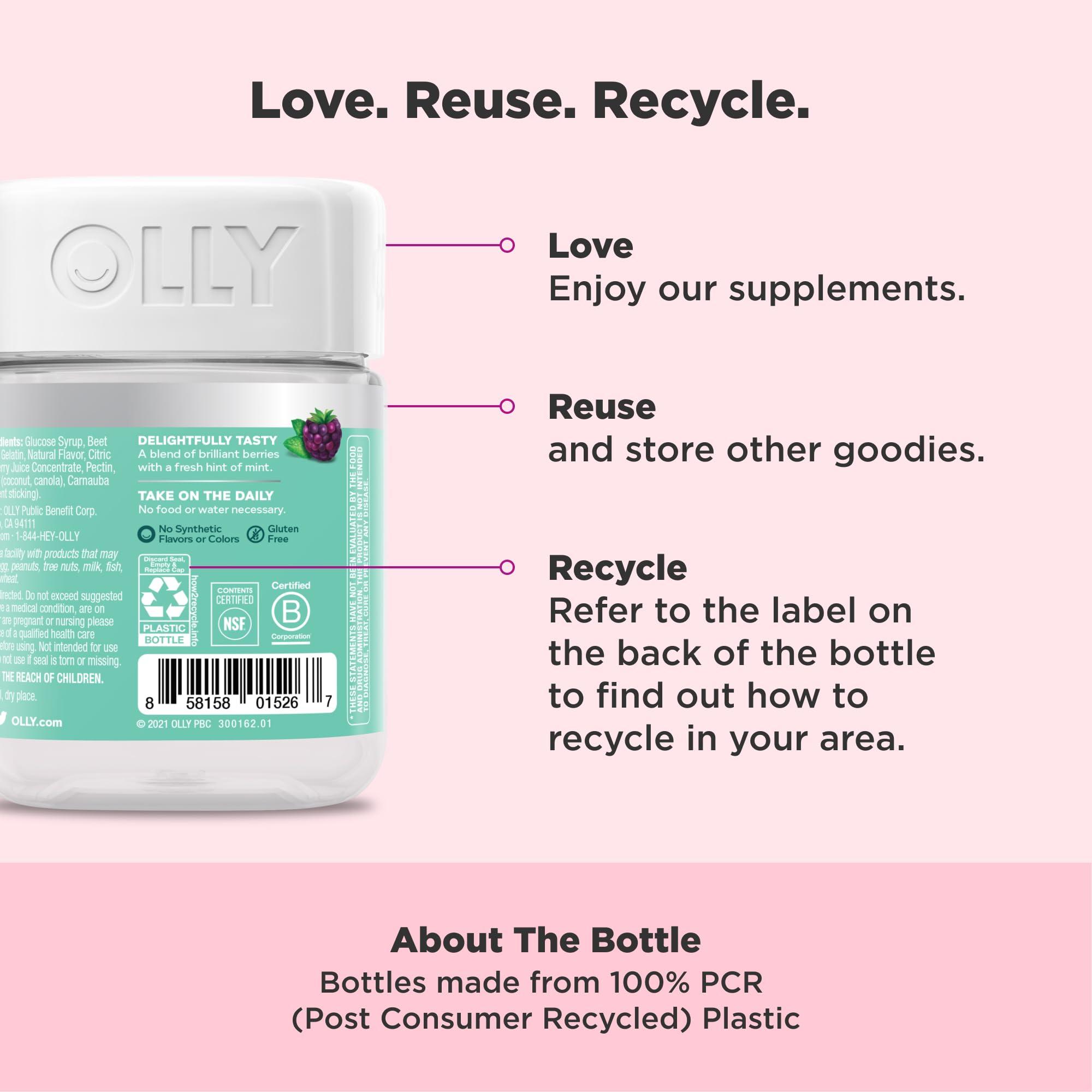 OLLY Flawless Complexion Gummy, Clear and Healthy Skin Support, Vitamins E, A, Zinc, Chewable Supplement, Berry - 50 Count (Pack of 1) - Image 4