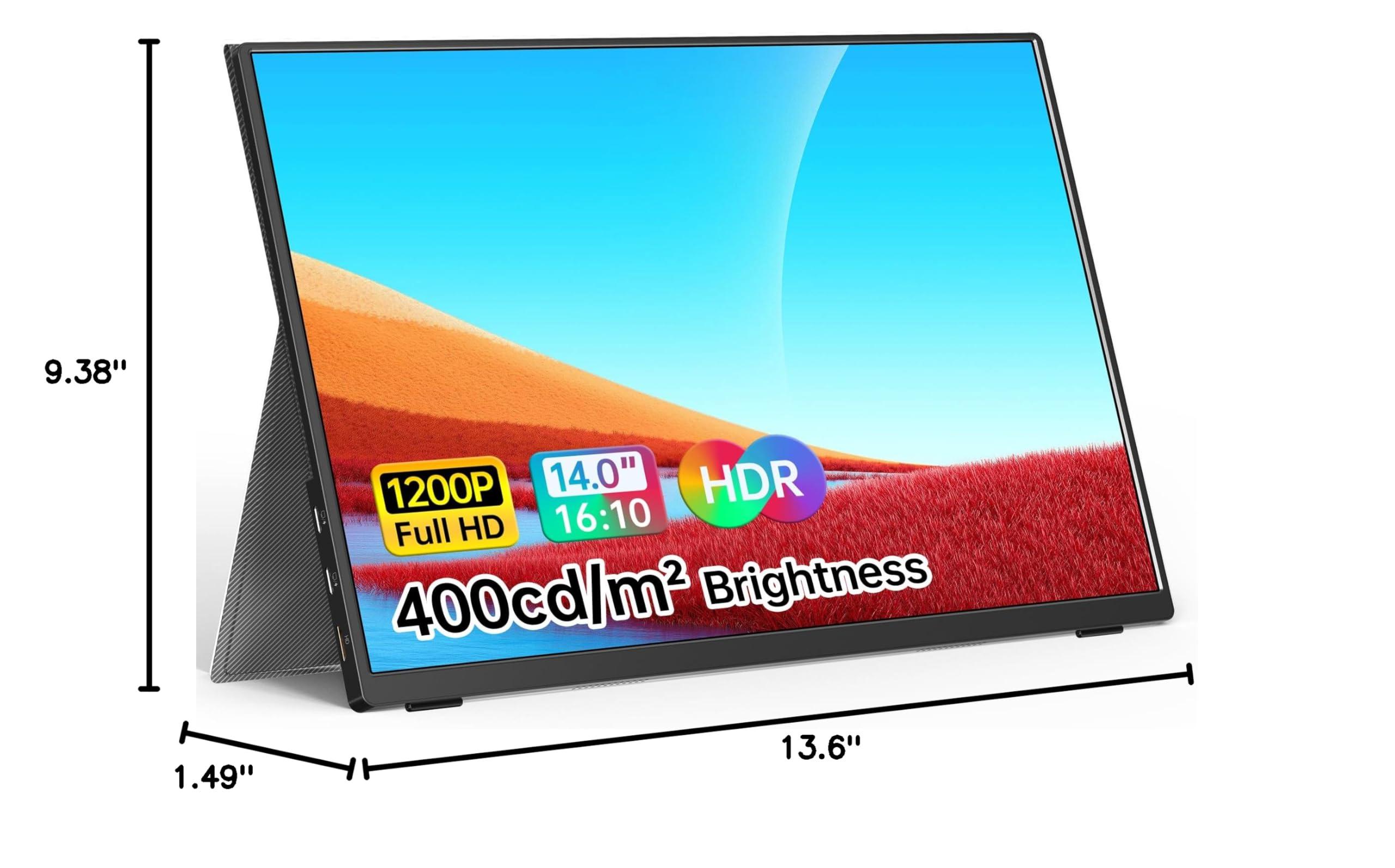 WGK Portable Monitor 14 Inch FHD1200P Ultra-Slim for Laptop Monitor, USB-C HDMI Plug&Play,100% SRGB External monito,Dual Speakers Extender Display. with Smart Cover for Laptop,PC Phone Xbox PS4/5 - Image 10