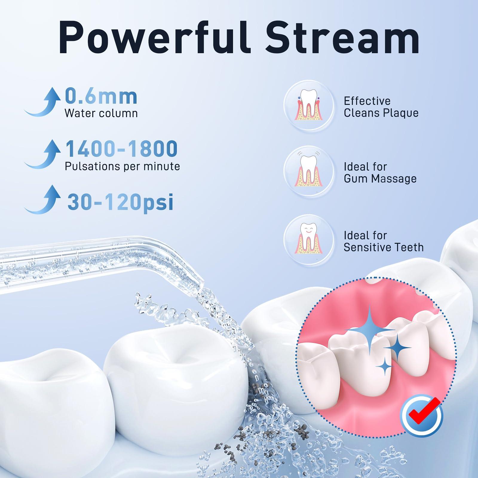 Water Dental Flosser Teeth Pick - 4 Modes Cordless Oral Irrigator - 300ML Portable and Rechargeable IPX7 Waterproof - Water Dental Piks for Cleaning for Home Travel - Oral Dental Care Fsa Hsa - Image 3
