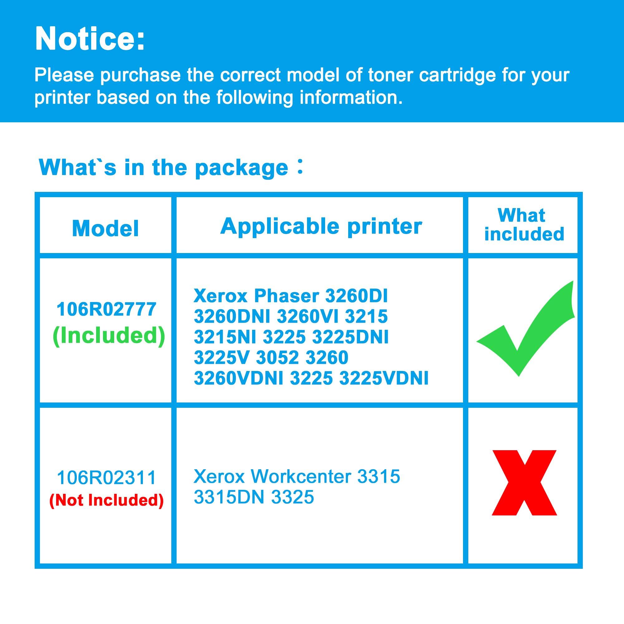 LCL 106R02777 Toner Cartridge Replacement for Xerox 106R02777 Black Toner Cartridge Work with Xerox 3215 3215NI 3225 3225DNI 3225V 3052 3260 3260VDNI Phaser 3260 3260DI 3260DNI 3260VI (Black,2-Pack) - Image 2