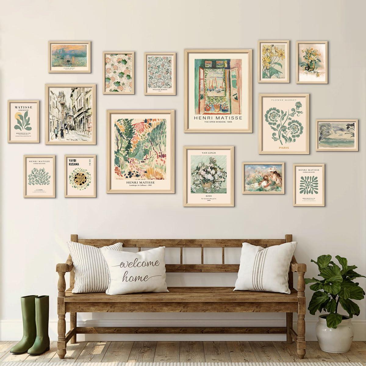 ANERZA 16 PCS Framed Sage Green Wall Art Decor, Matisse Wall Prints for Bedroom, Gallery Wall Frame Set, Abstract Posters for Living Room Aesthetic, Wall Collage Kit Pictures, Boho Dorm Home Decor - Image 6