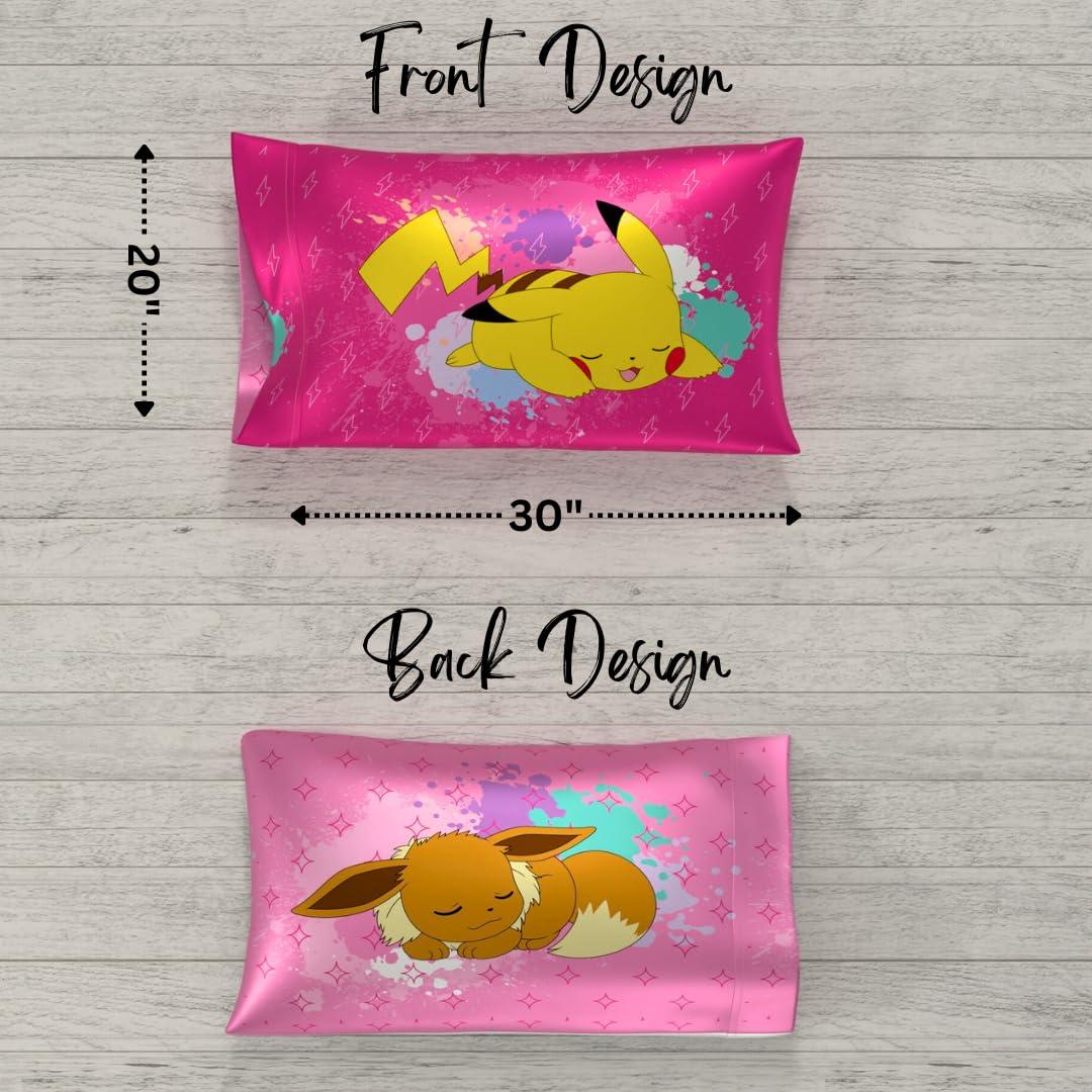 Franco Collectibles Pokemon Girl Anime Beauty Silky Satin Standard Reversible Pillowcase Cover 20x30 for Hair and Skin, (Official Licensed Product) - Image 2