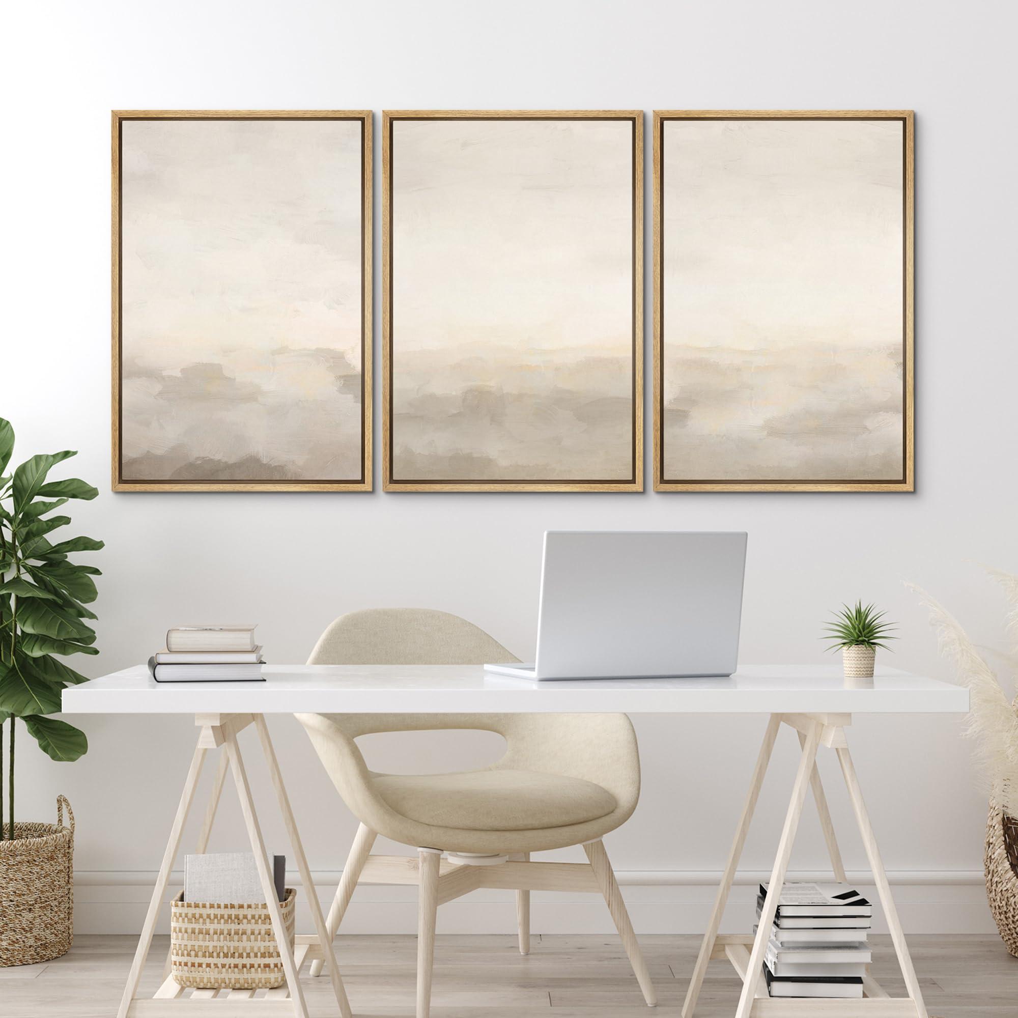 MUDECOR Framed Canvas Print Wall Art Abstract Prints Minimalist Modern Art Neutral Home Decor for Bedroom - 16"x24"x3 NATURAL - Image 4