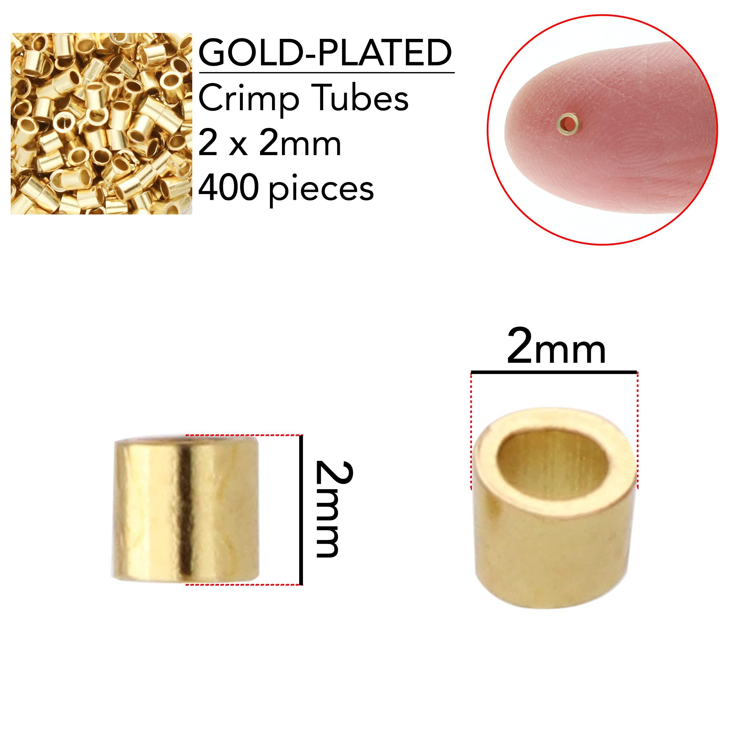 The Beadsmith Tube Crimp Beads, 2 x 2mm, 400 Pieces, Gold Color, Uniform Cylindrical Shape, No Sharp Edges, Designed to Secure The Ends of Jewelry Stringing Wires and Cables - Image 3
